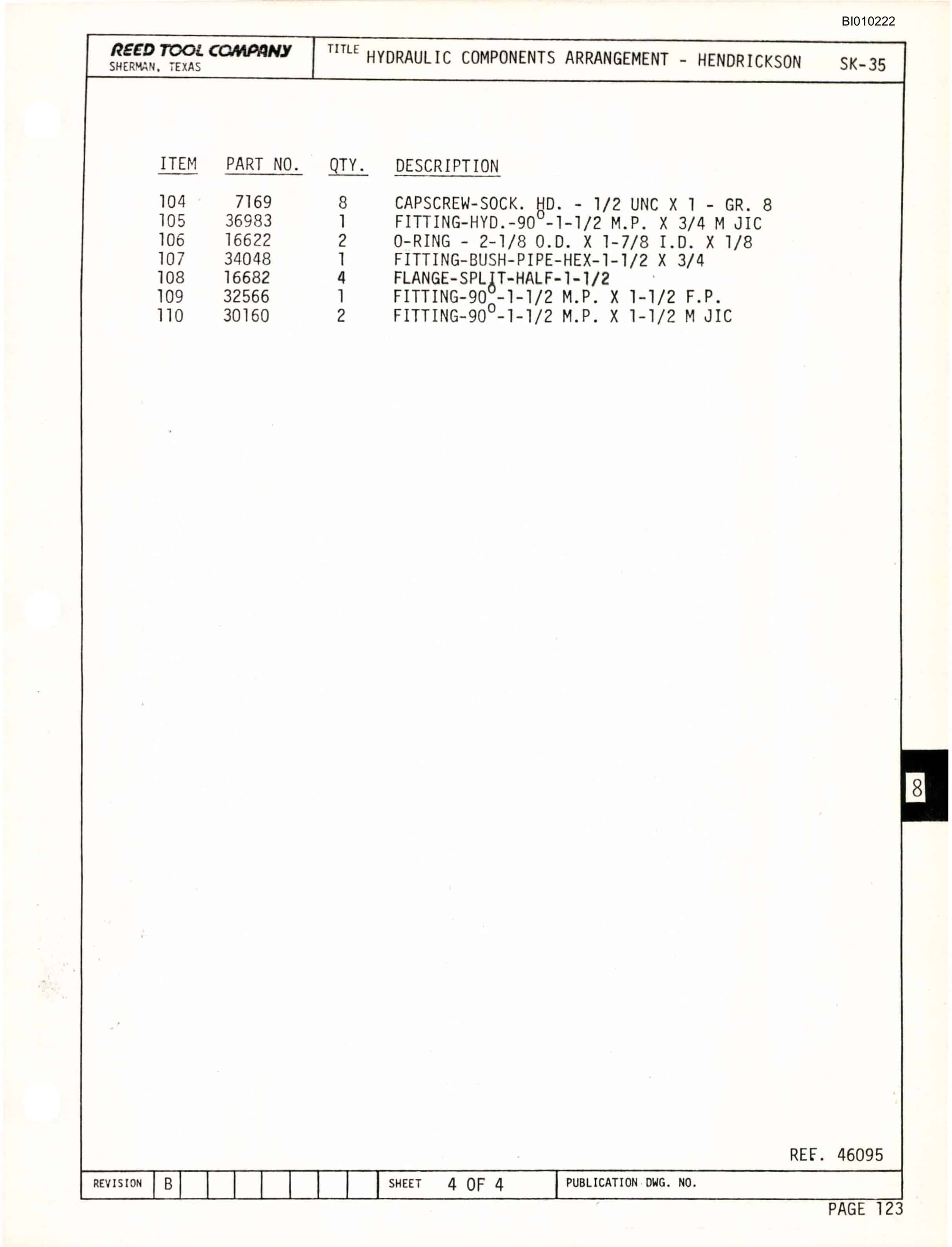 Bucyrus SK-35 Parts Catalog BI010222-3