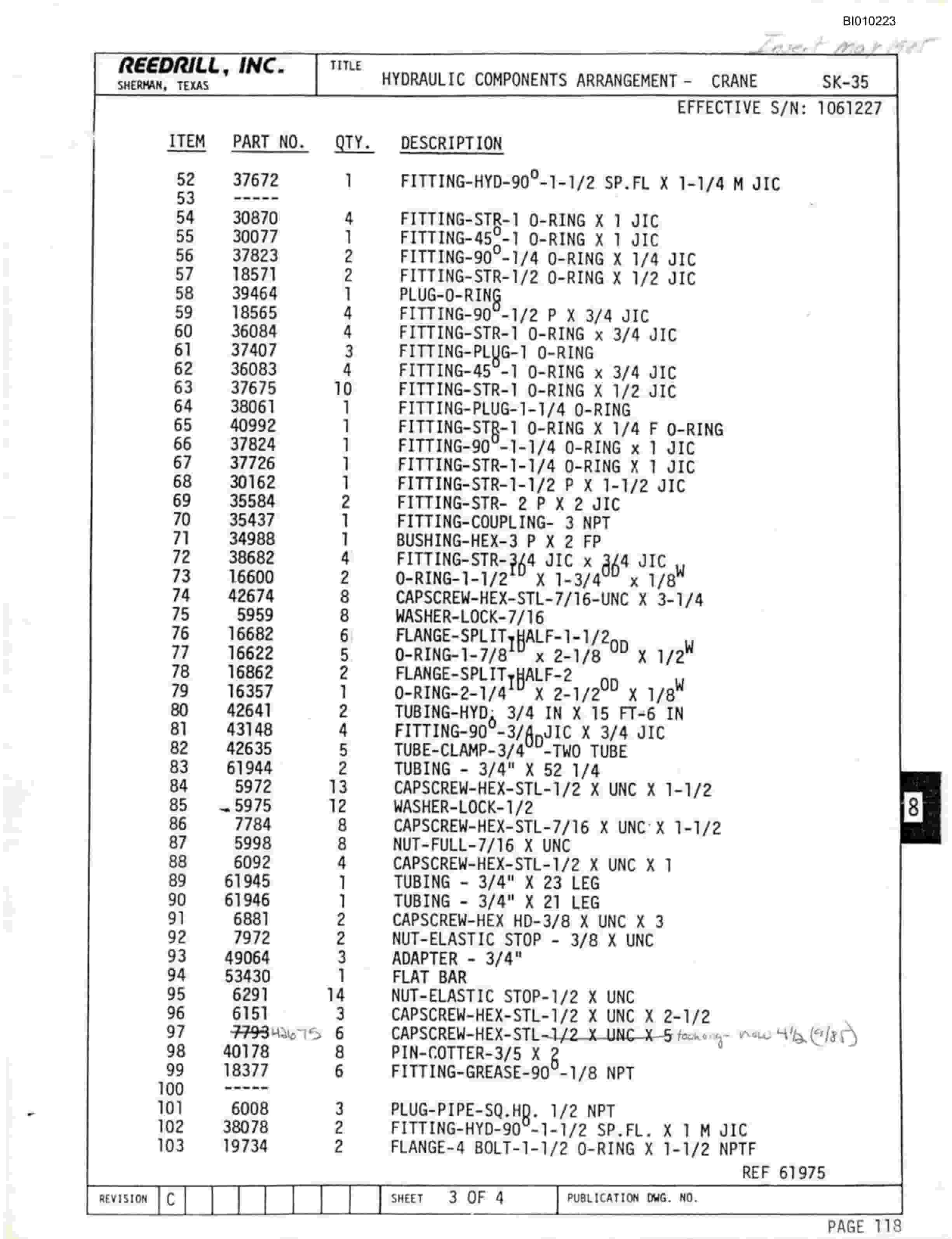 Bucyrus SK-35 Parts Catalog BI010223-3