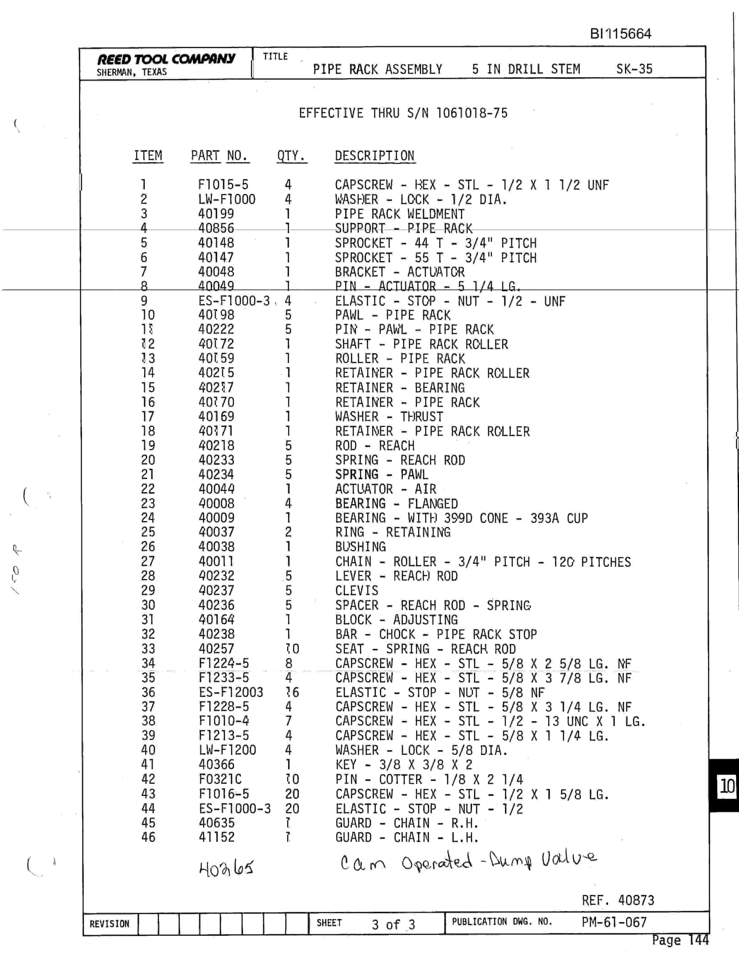 Bucyrus SK-35 Parts Catalog BI115664-5