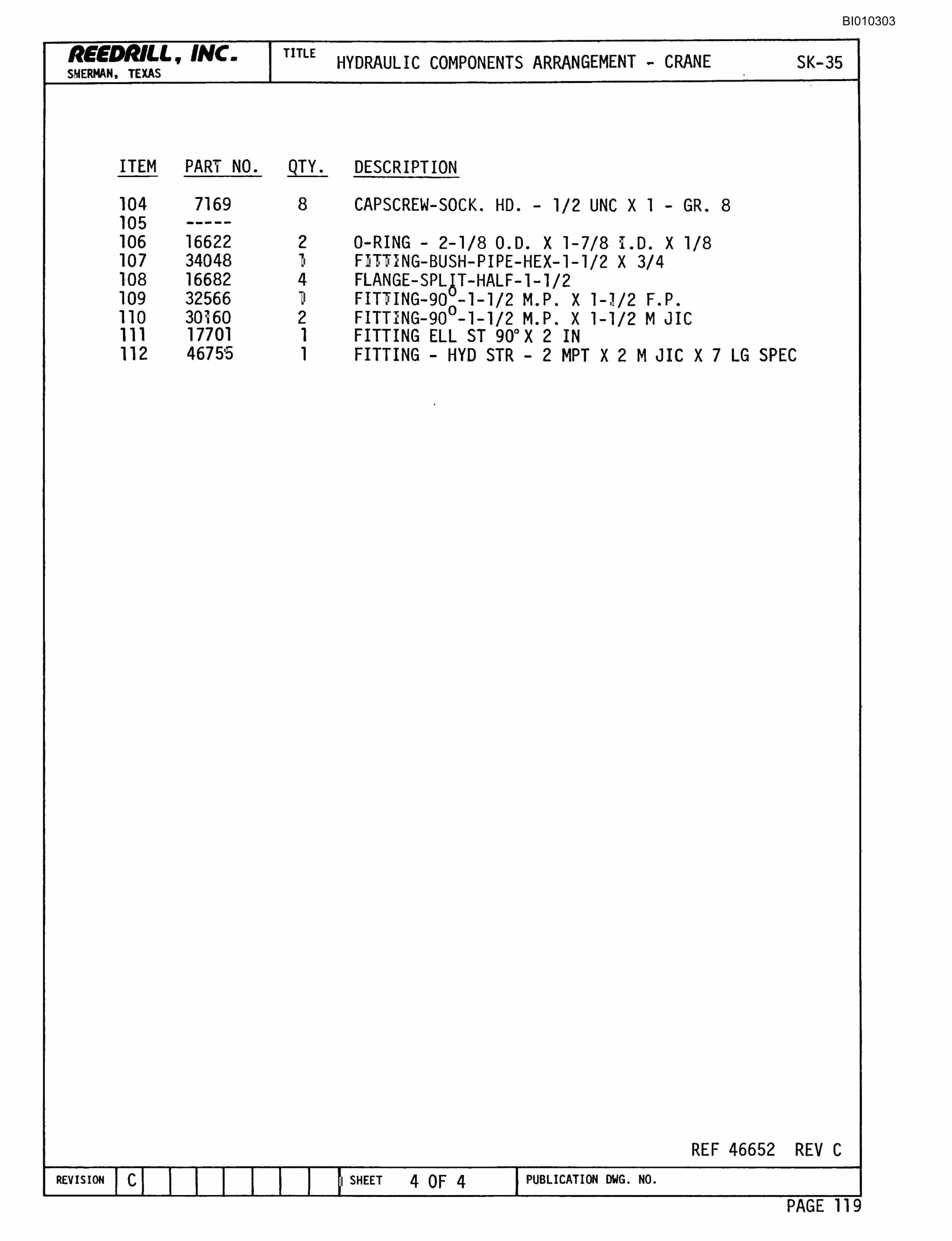Bucyrus SK-35 Rotary Blasthole Drill Parts Catalog BI010303-3