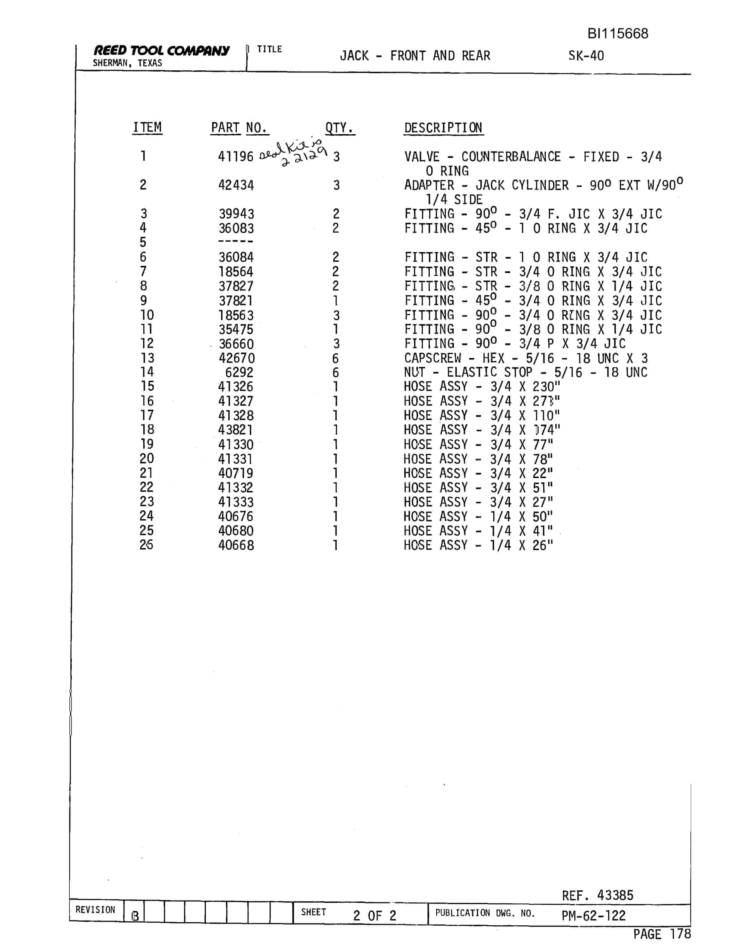 Bucyrus SK-40 Parts Catalog BI115668-2