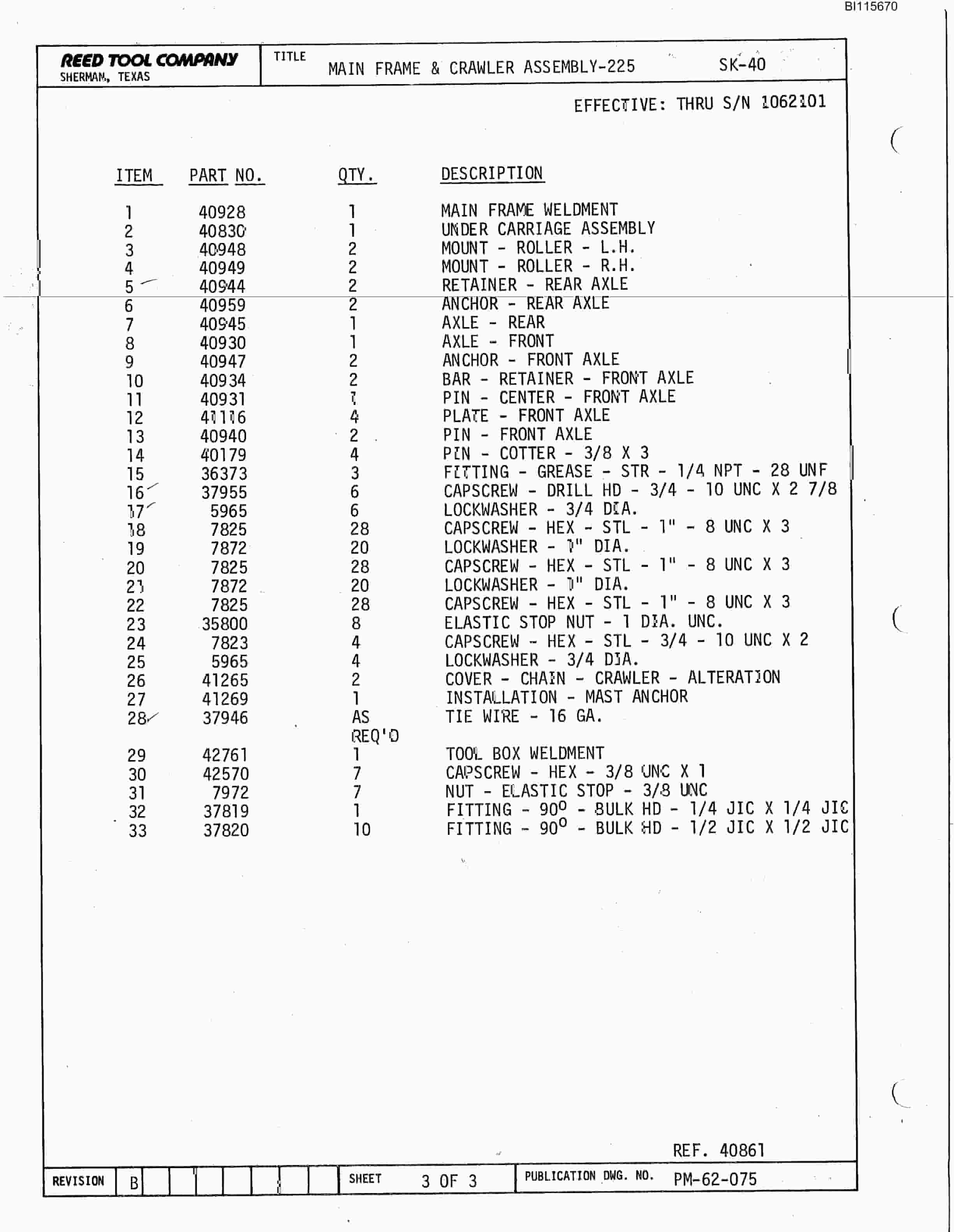 Bucyrus SK-40 Parts Catalog BI115670-2