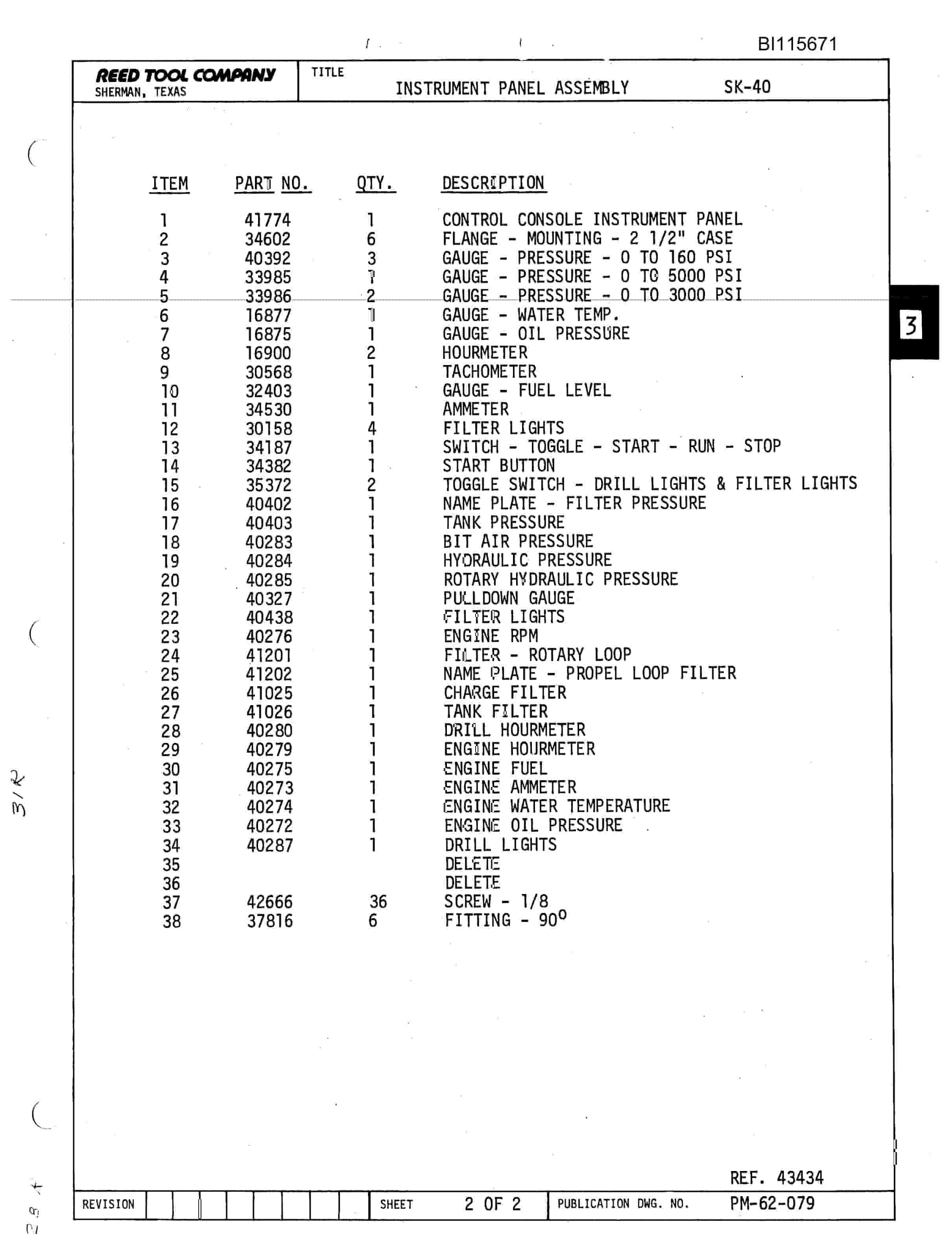 Bucyrus SK-40 Parts Catalog BI115671-3