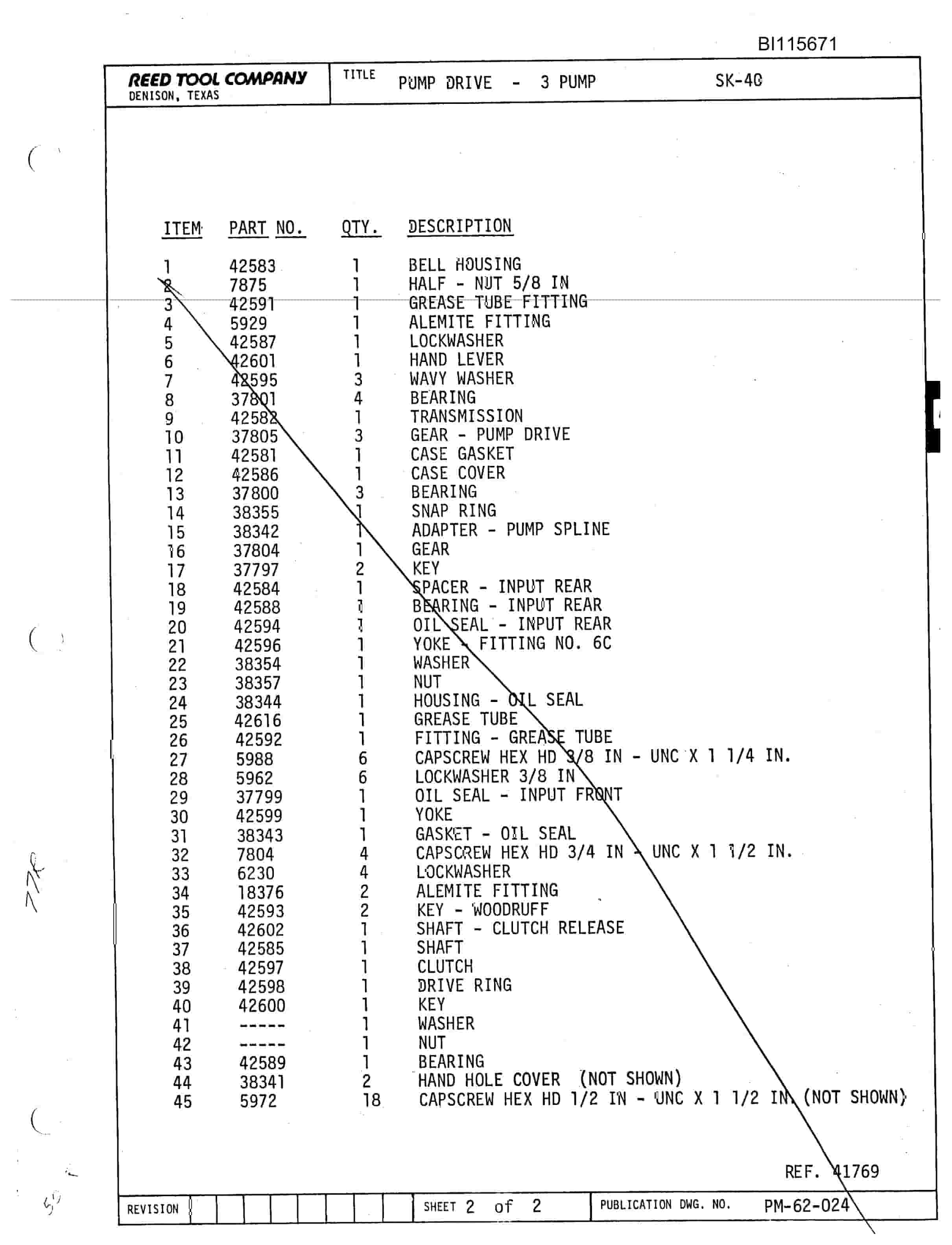 Bucyrus SK-40 Parts Catalog BI115671-4