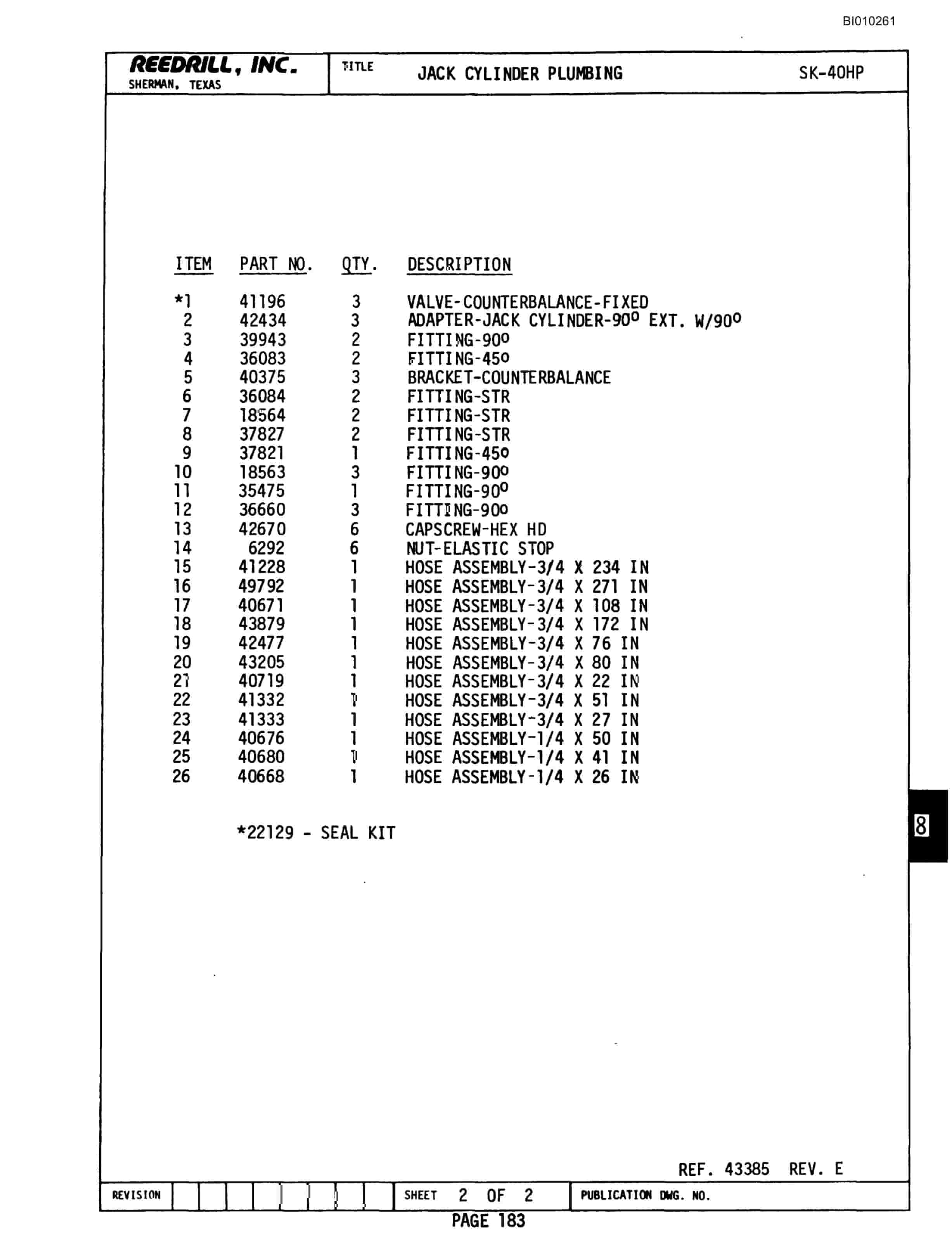 Bucyrus SK-40HP Parts Catalog BI010261-5