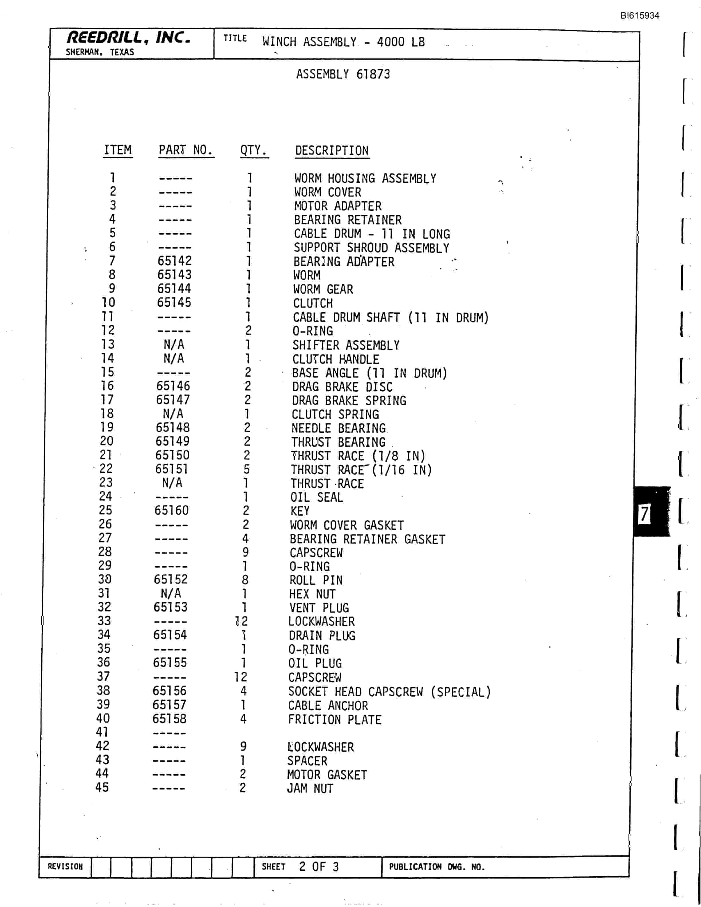 Bucyrus SK-50C Parts Catalog BI615934-4