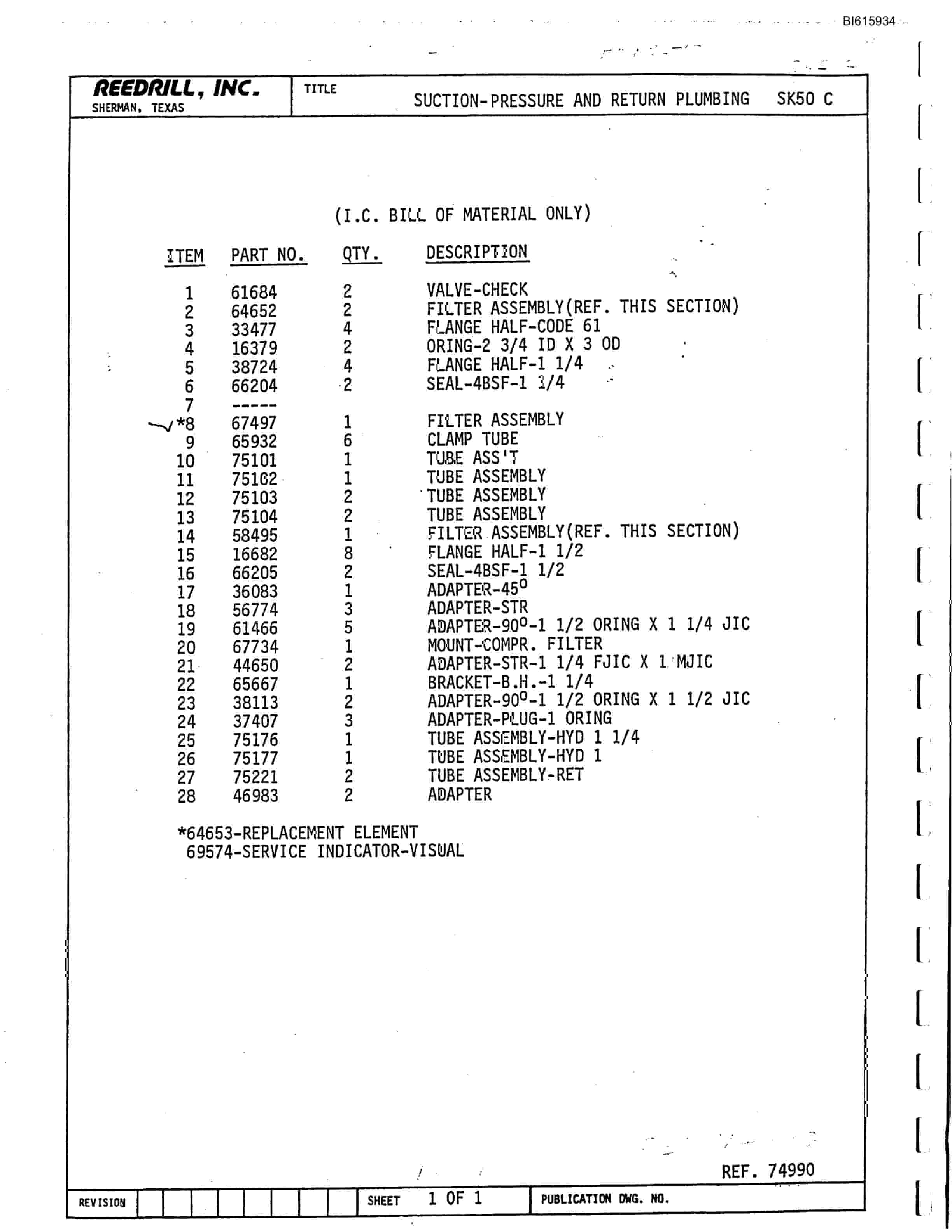 Bucyrus SK-50C Parts Catalog BI615934-5