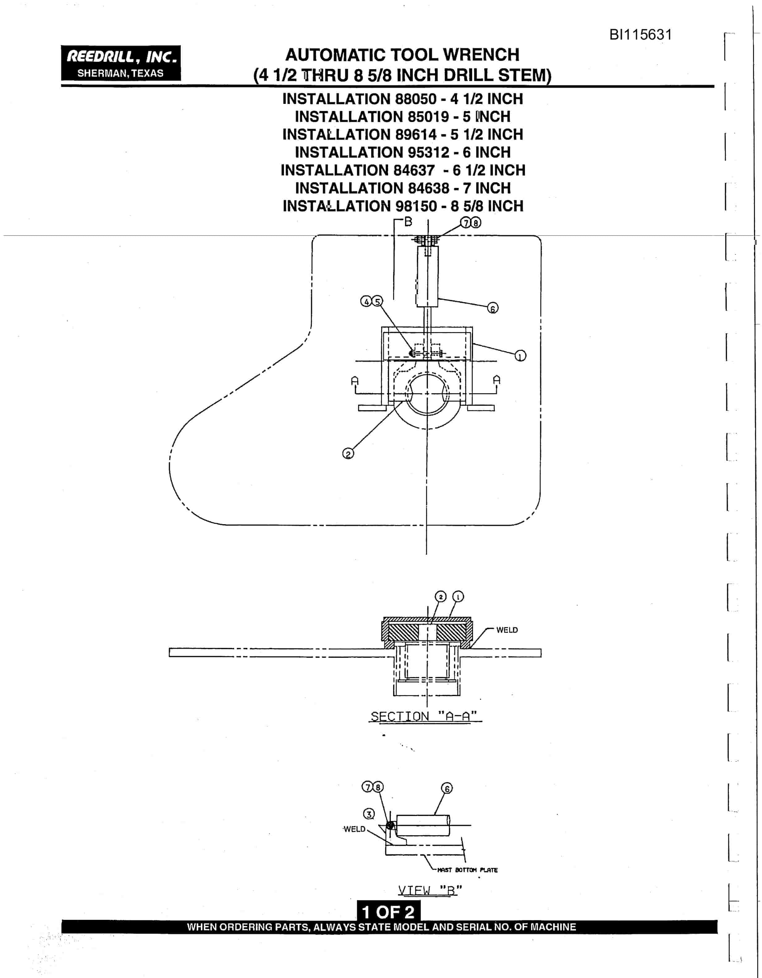 Bucyrus SK-50i Parts Catalog BI115631-5