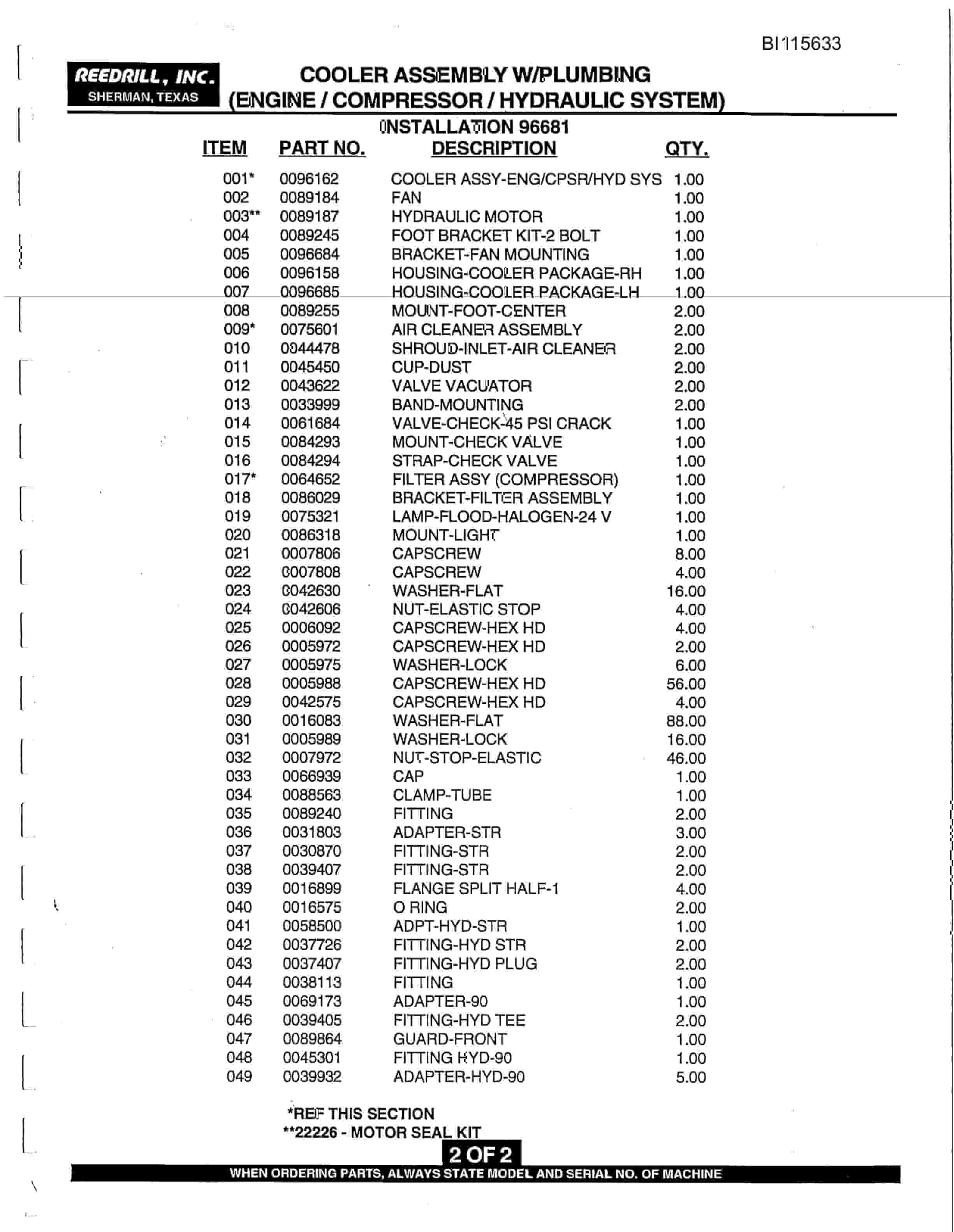Bucyrus SK-50i Parts Catalog BI115633-2