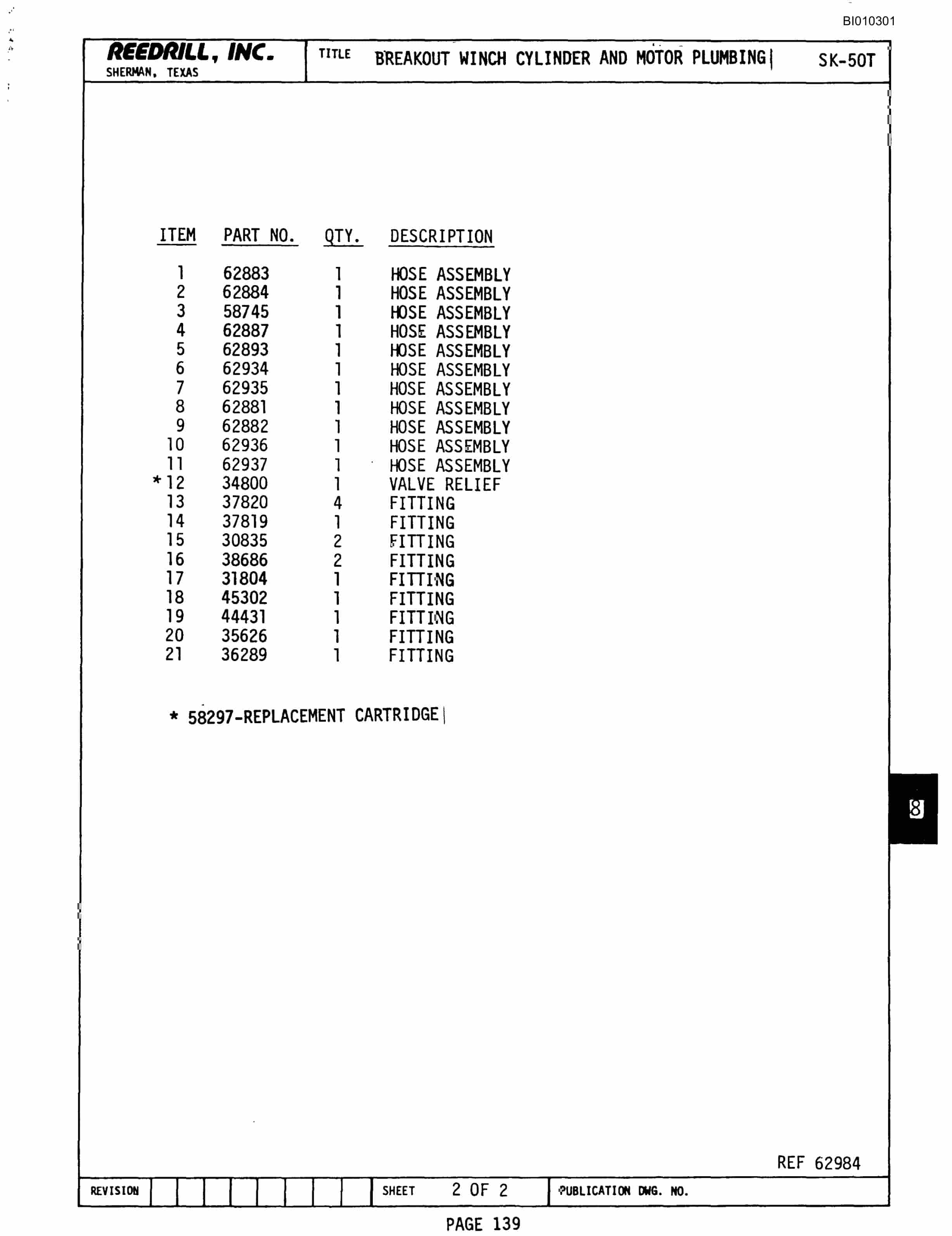 Bucyrus SK-50T Parts Catalog BI010301-5