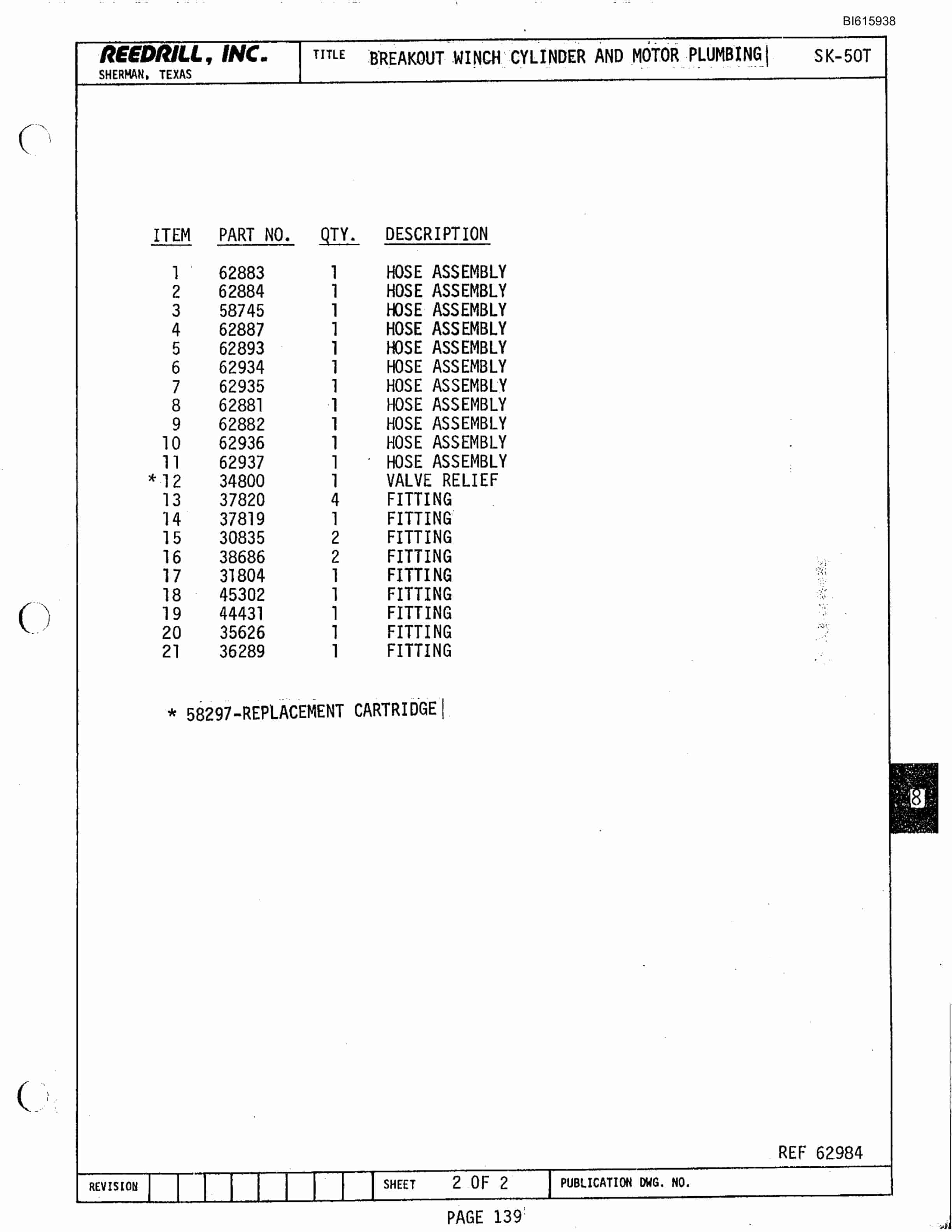 Bucyrus SK-50T Parts Catalog BI615938-5