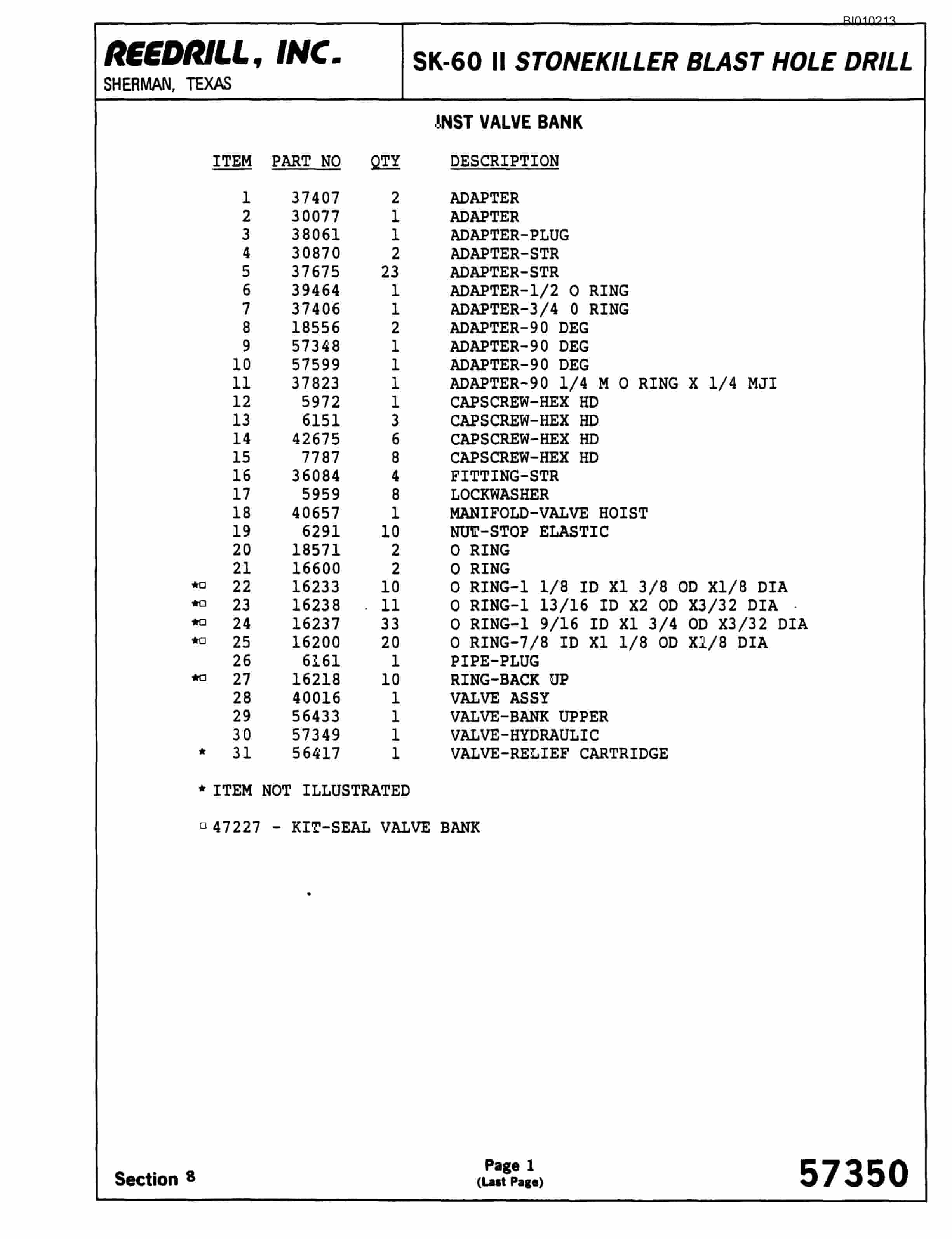 Bucyrus SK-60 II Parts Catalog BI010213-4
