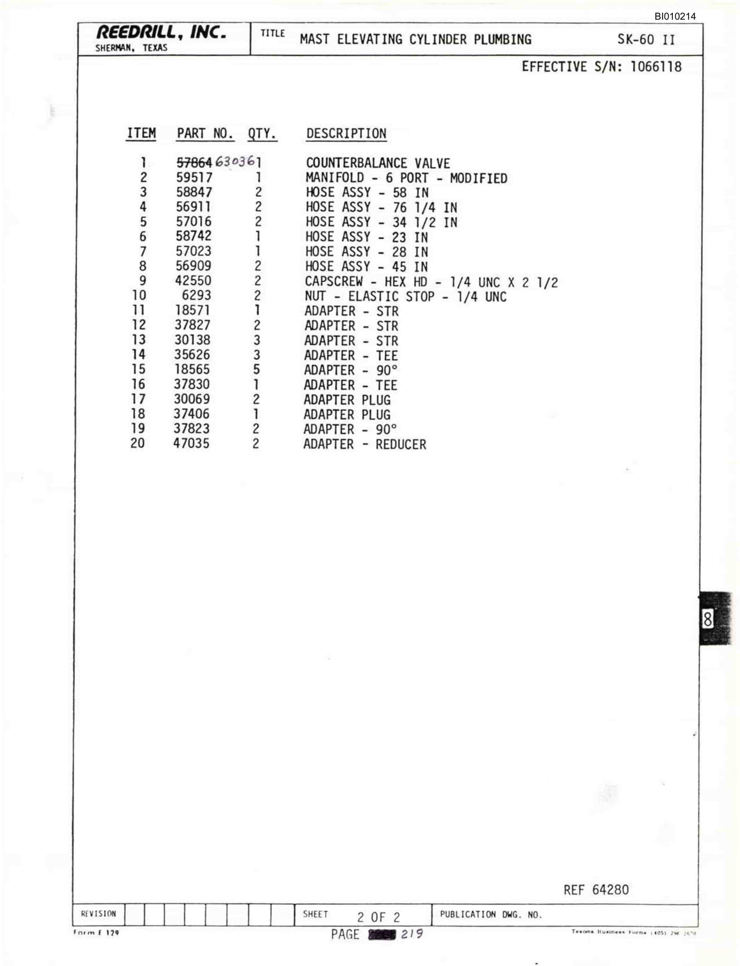 Bucyrus SK-60 II Parts Catalog BI010214-3