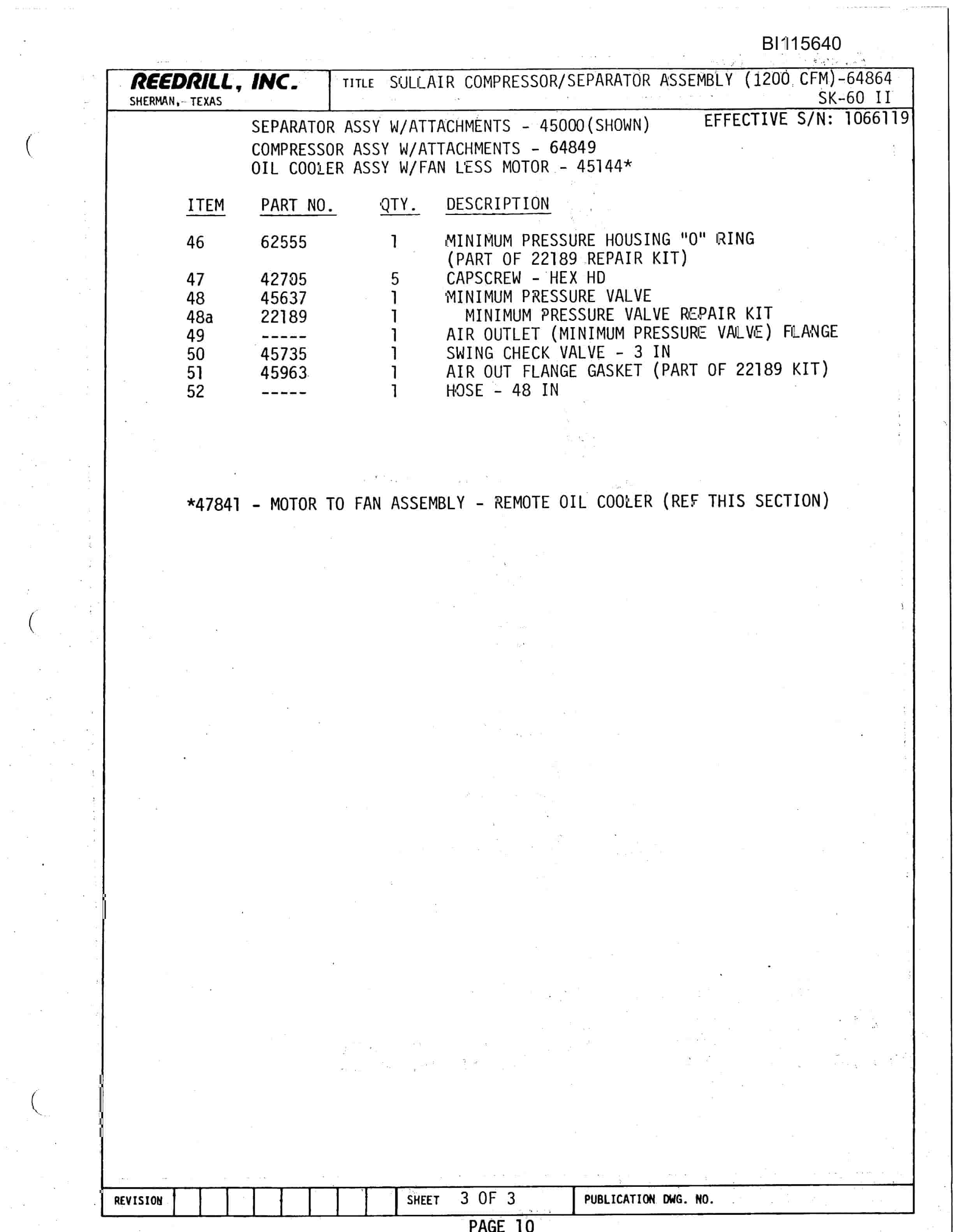 Bucyrus SK-60II Electric Parts Catalog BI115640-2