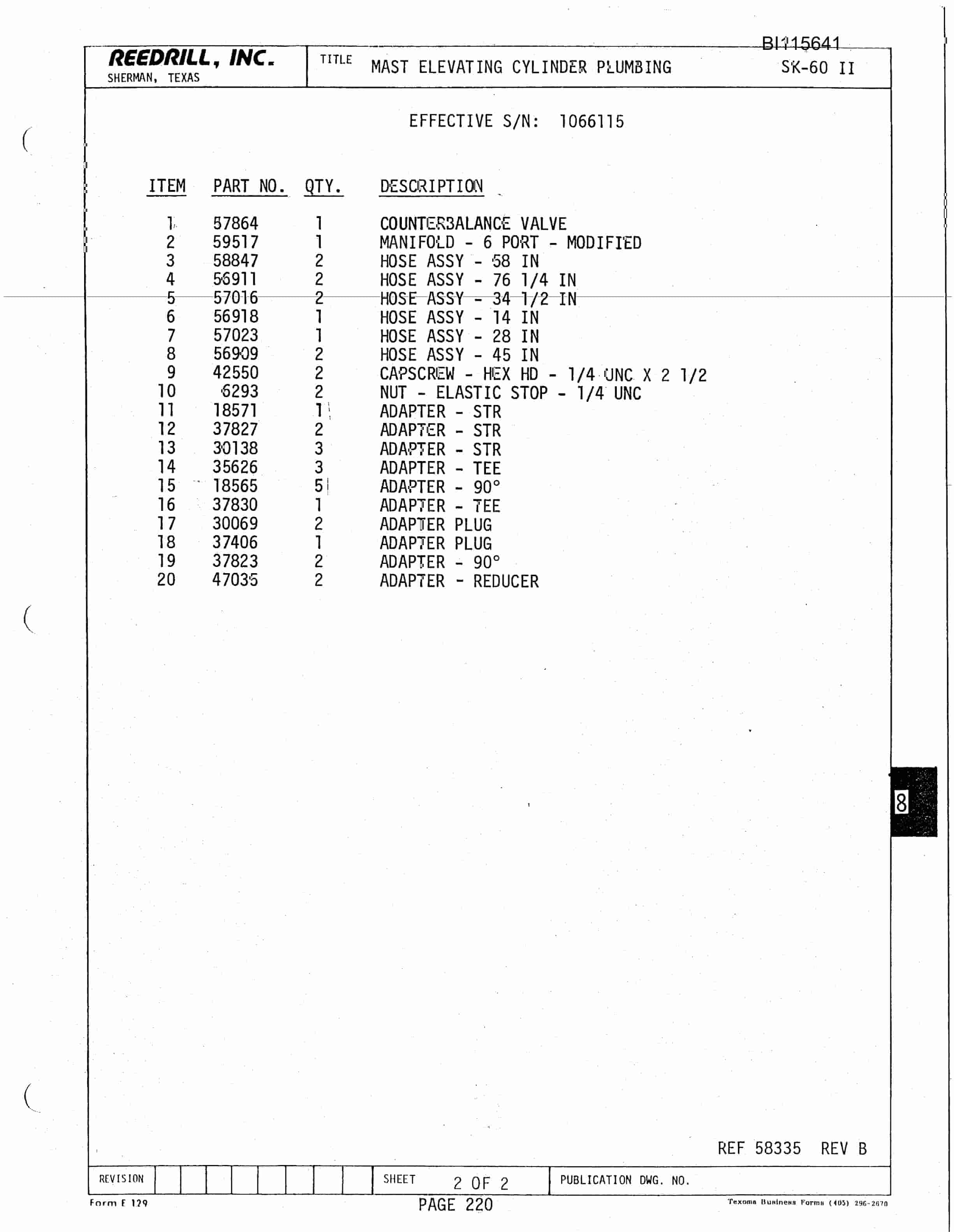 Bucyrus SK-60II Parts Catalog BI115641-3