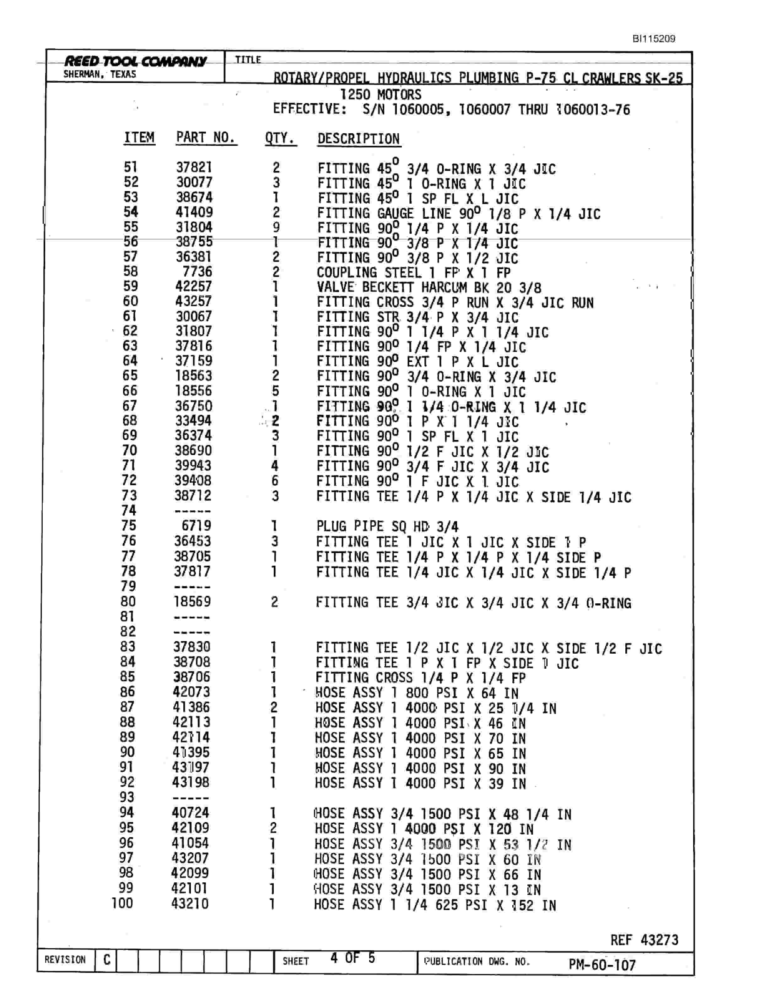 Bucyrus SK-95 Parts Catalog BI115209-3