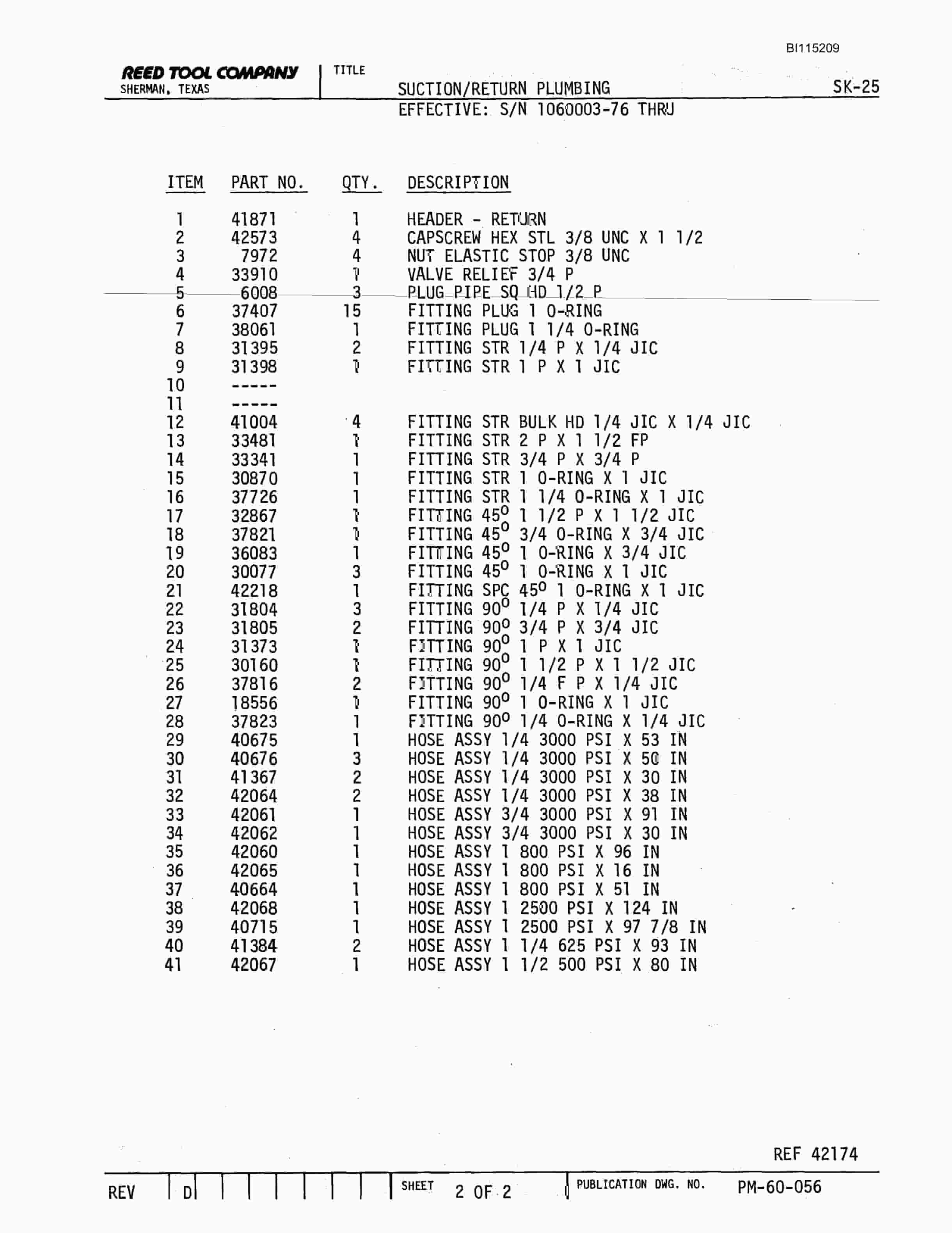 Bucyrus SK-95 Parts Catalog BI115209-4