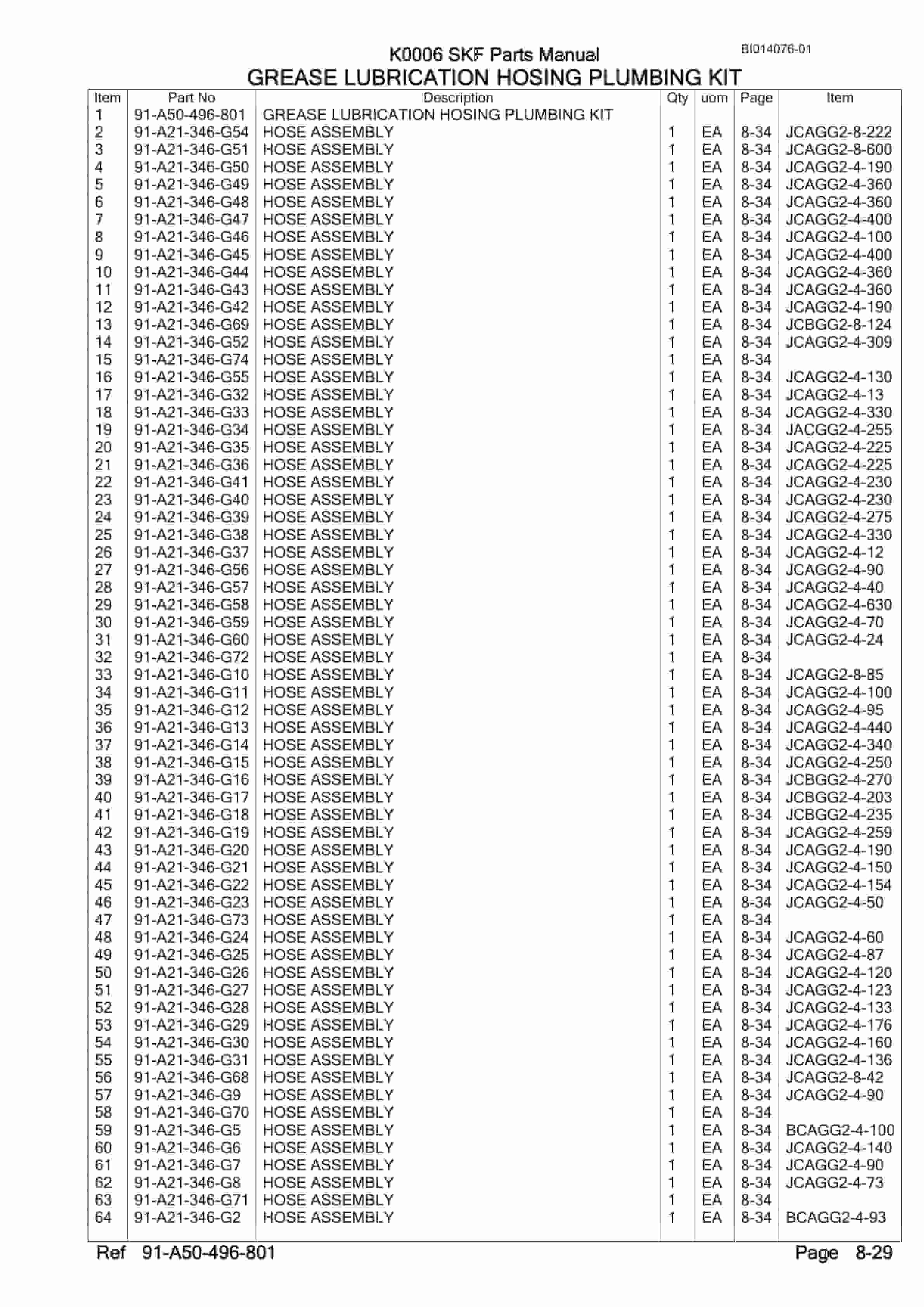 Bucyrus SK-F Infinity Blasthole Drill Parts Manual BI014076-01-4