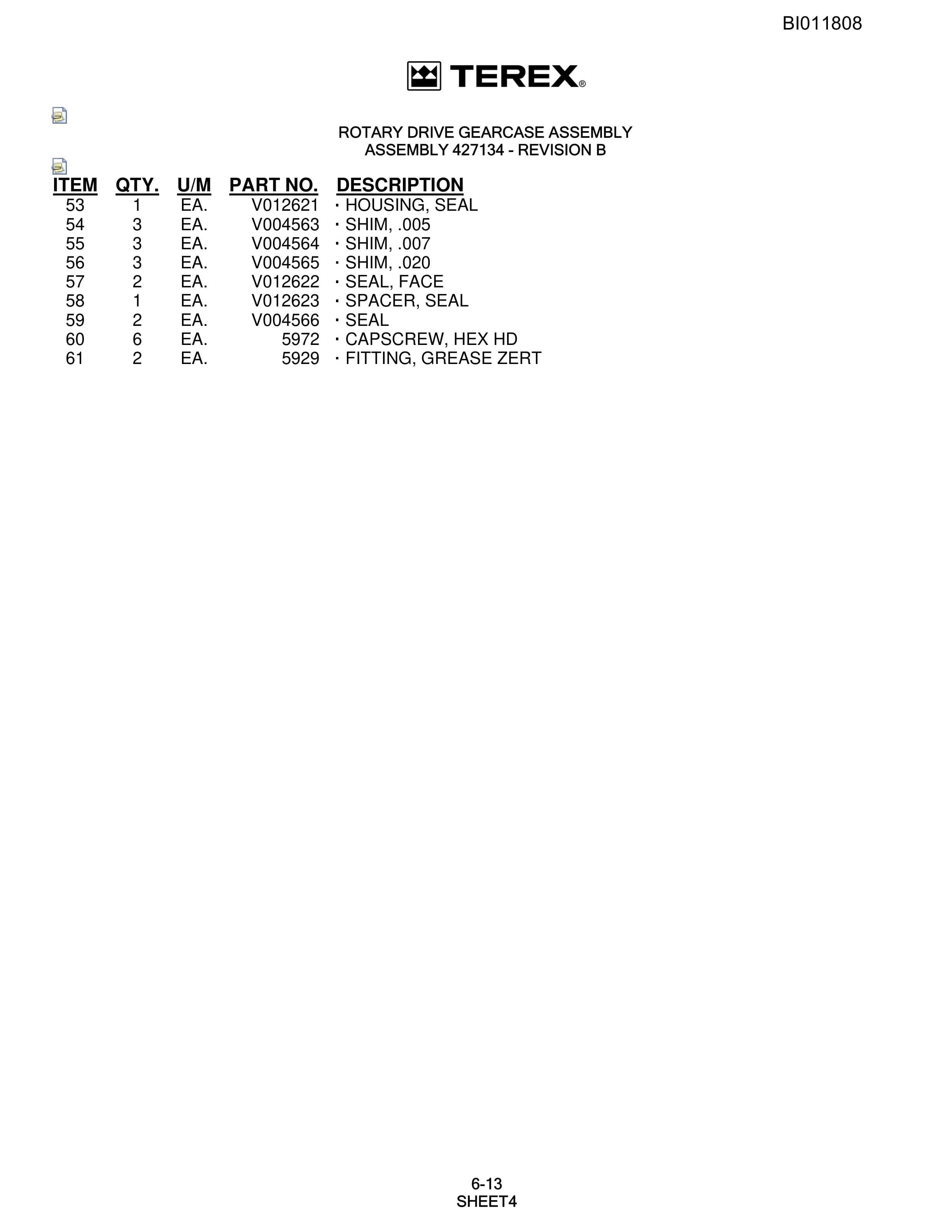 Bucyrus SKF-11 Rotary Blasthole Drill Parts Catalog BI011808-3