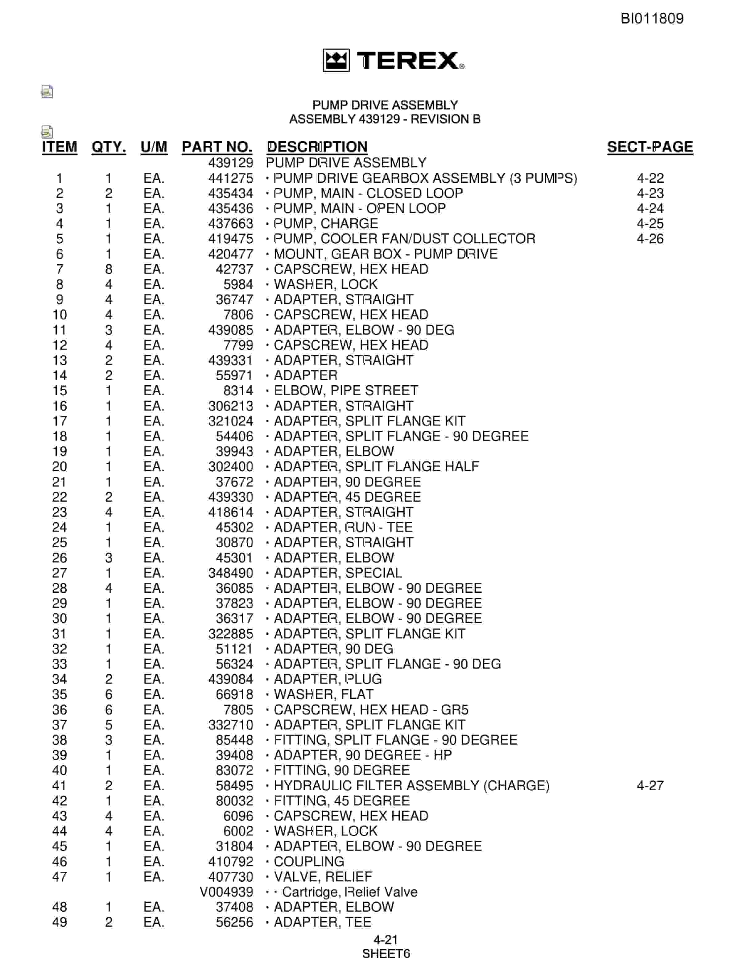 Bucyrus SKF-11 Rotary Blasthole Drill Parts Catalog BI011809-2