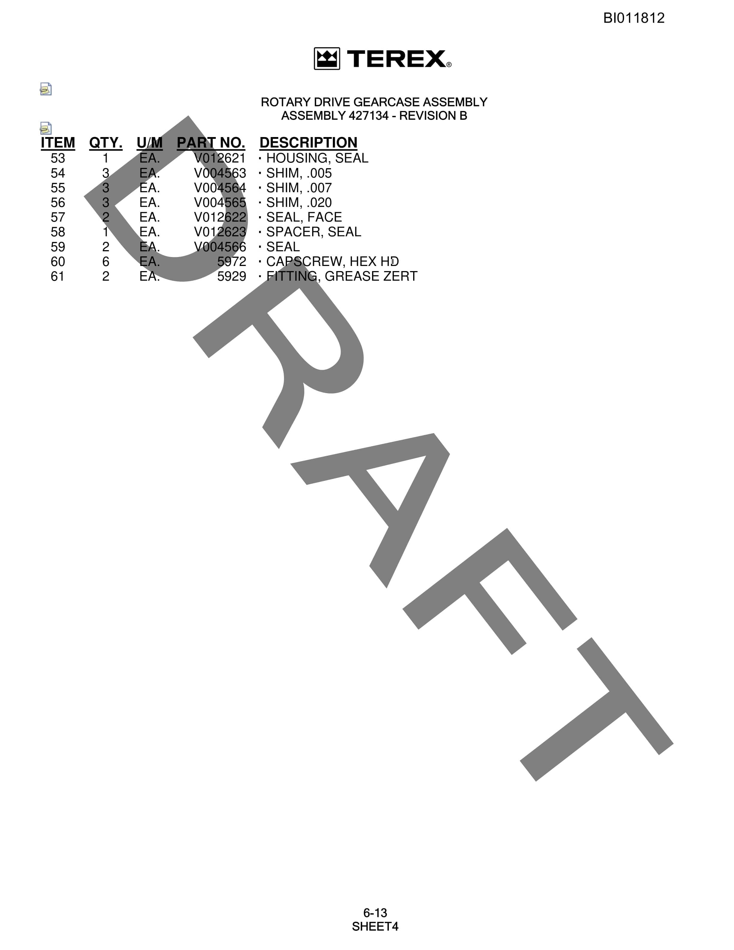 Bucyrus SKF-11 Rotary Blasthole Drill Parts Catalog BI011812-3