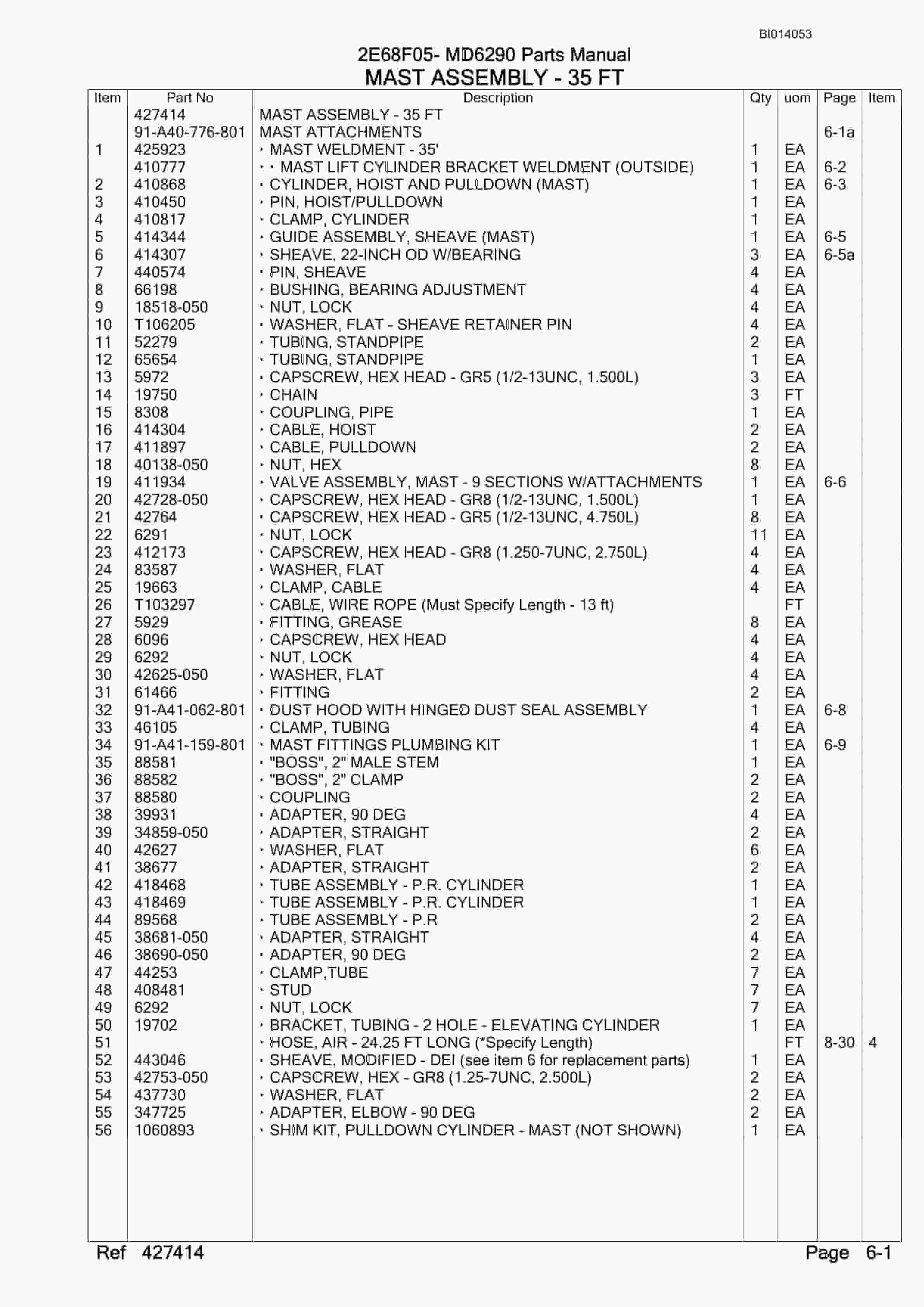 Bucyrus SKF-12 Infinity Blasthole Drill Parts Manual BI014053-2