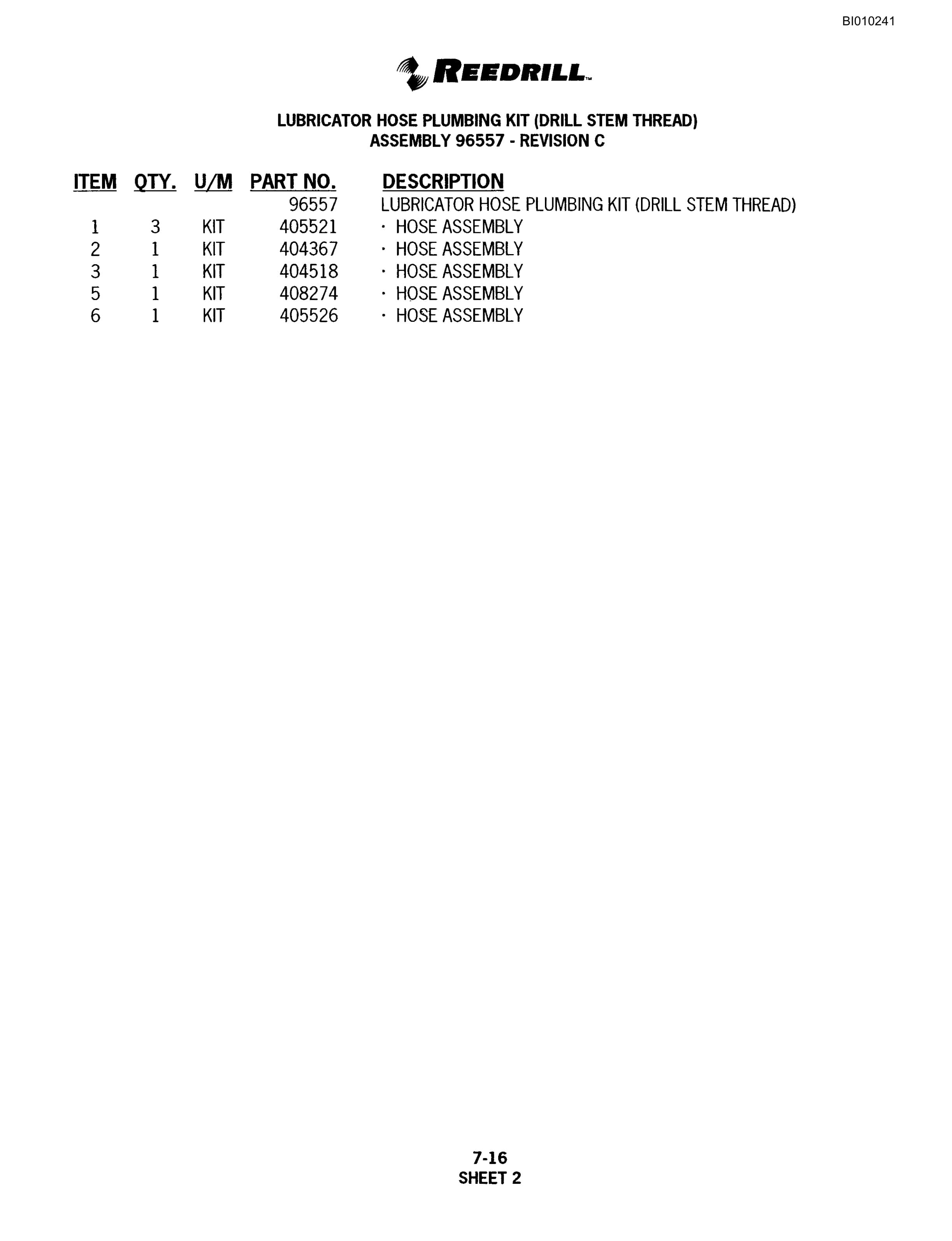 Bucyrus SKF Infinity Blasthole Drill Parts Catalog BI010241-4