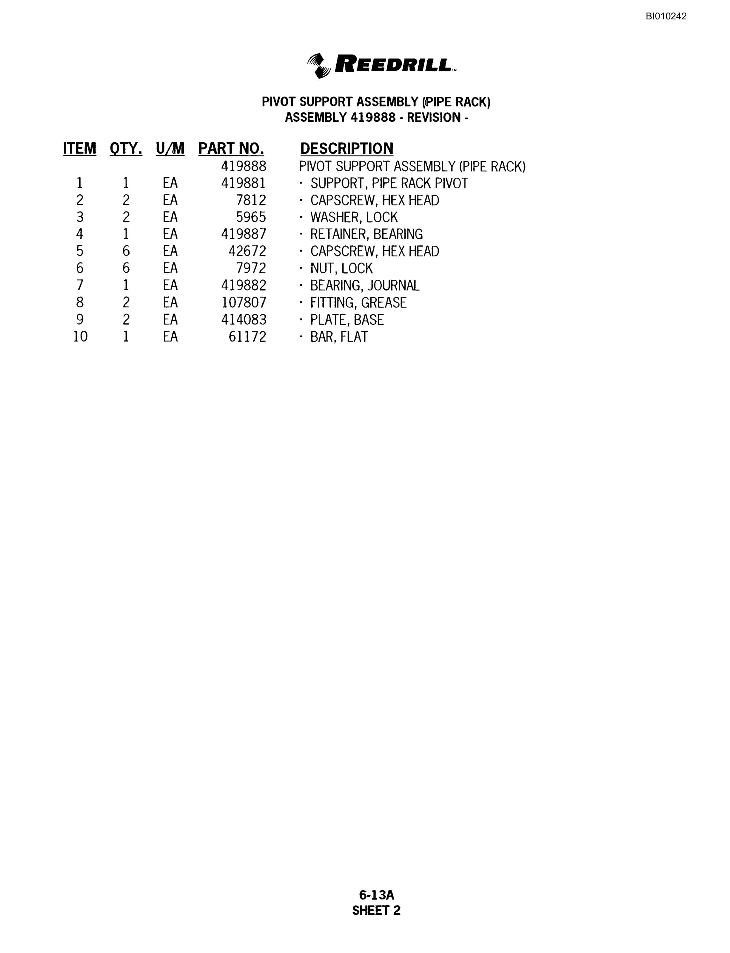 Bucyrus SKF Infinity Blasthole Drill Parts Catalog BI010242-3