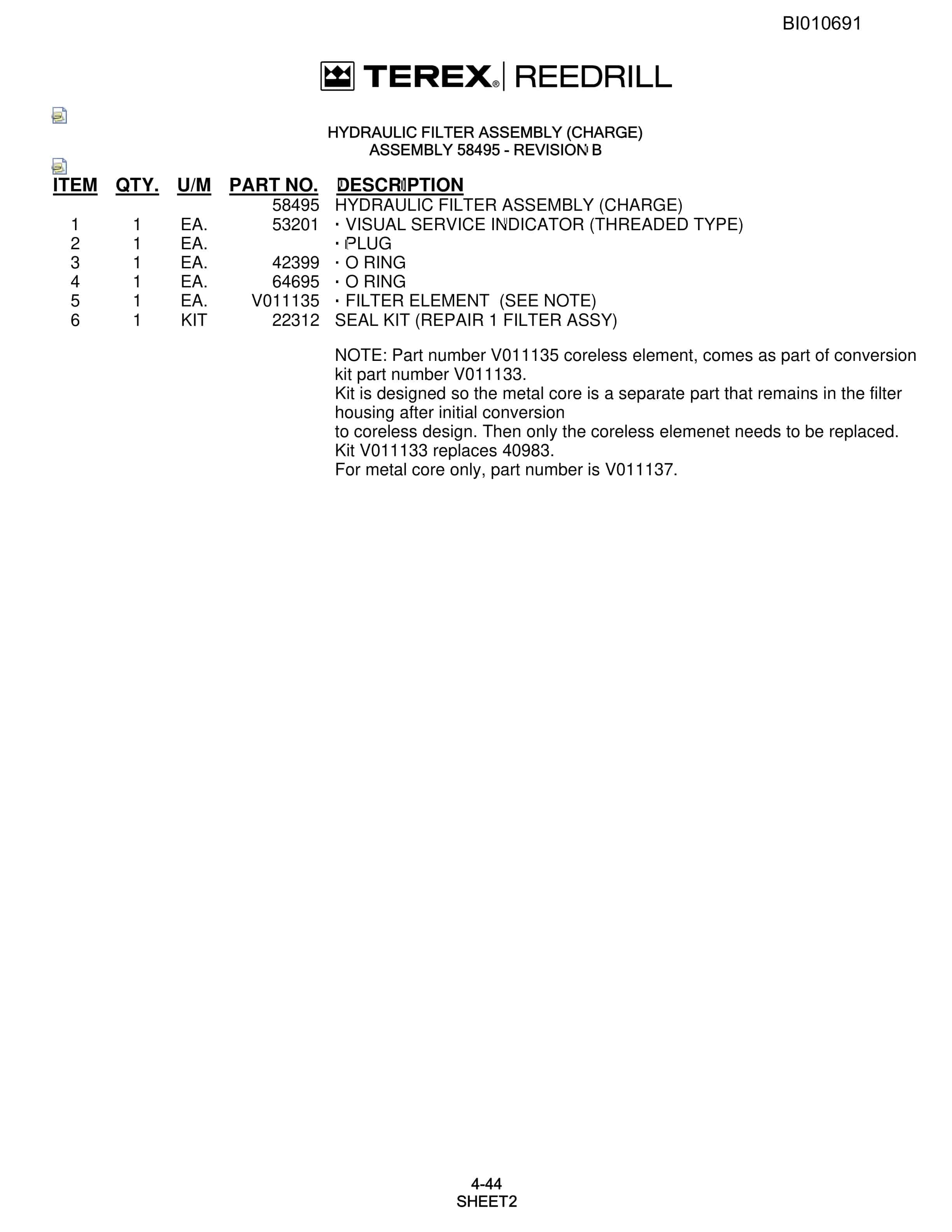 Bucyrus SKF Infinity Blasthole Drill Parts Catalog BI010691-2