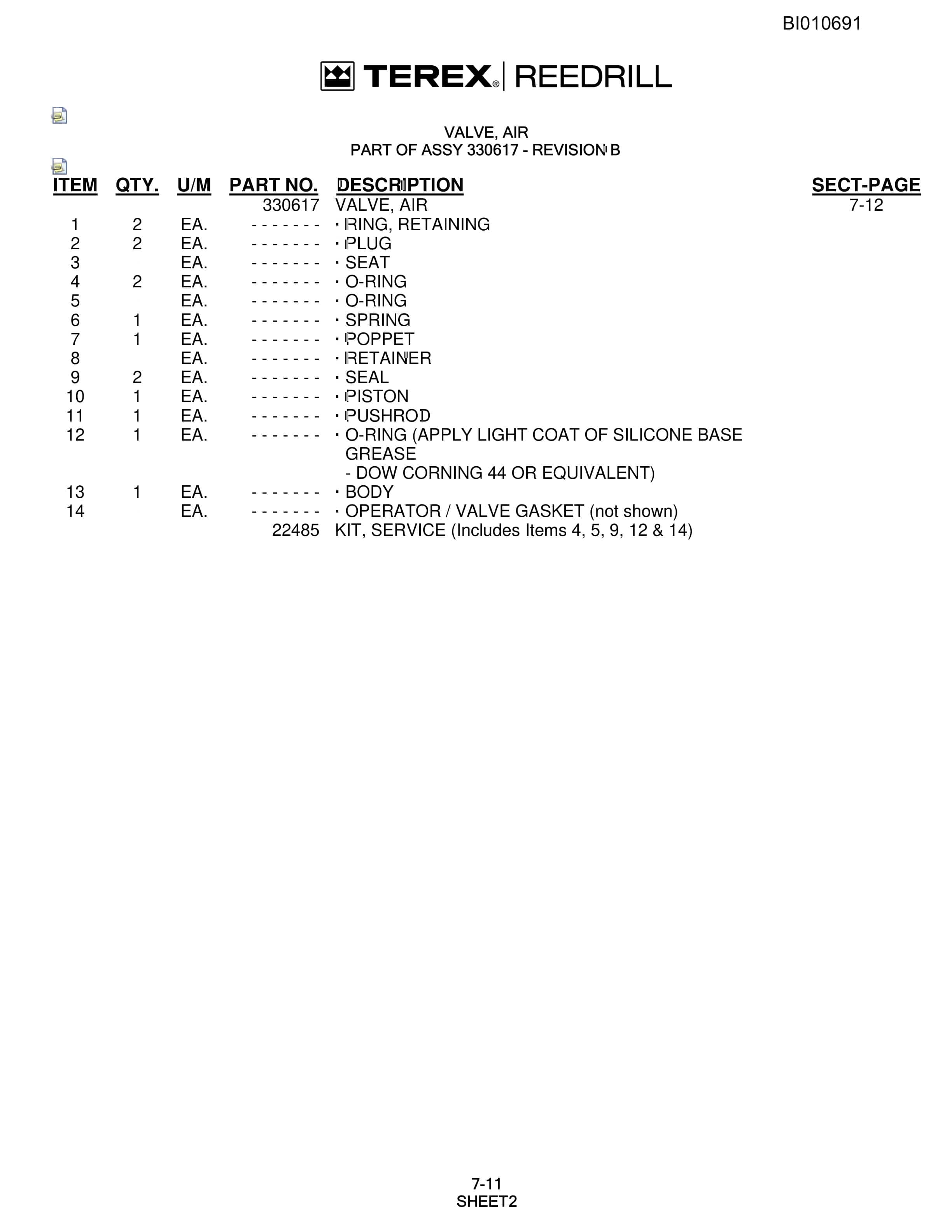 Bucyrus SKF Infinity Blasthole Drill Parts Catalog BI010691-4