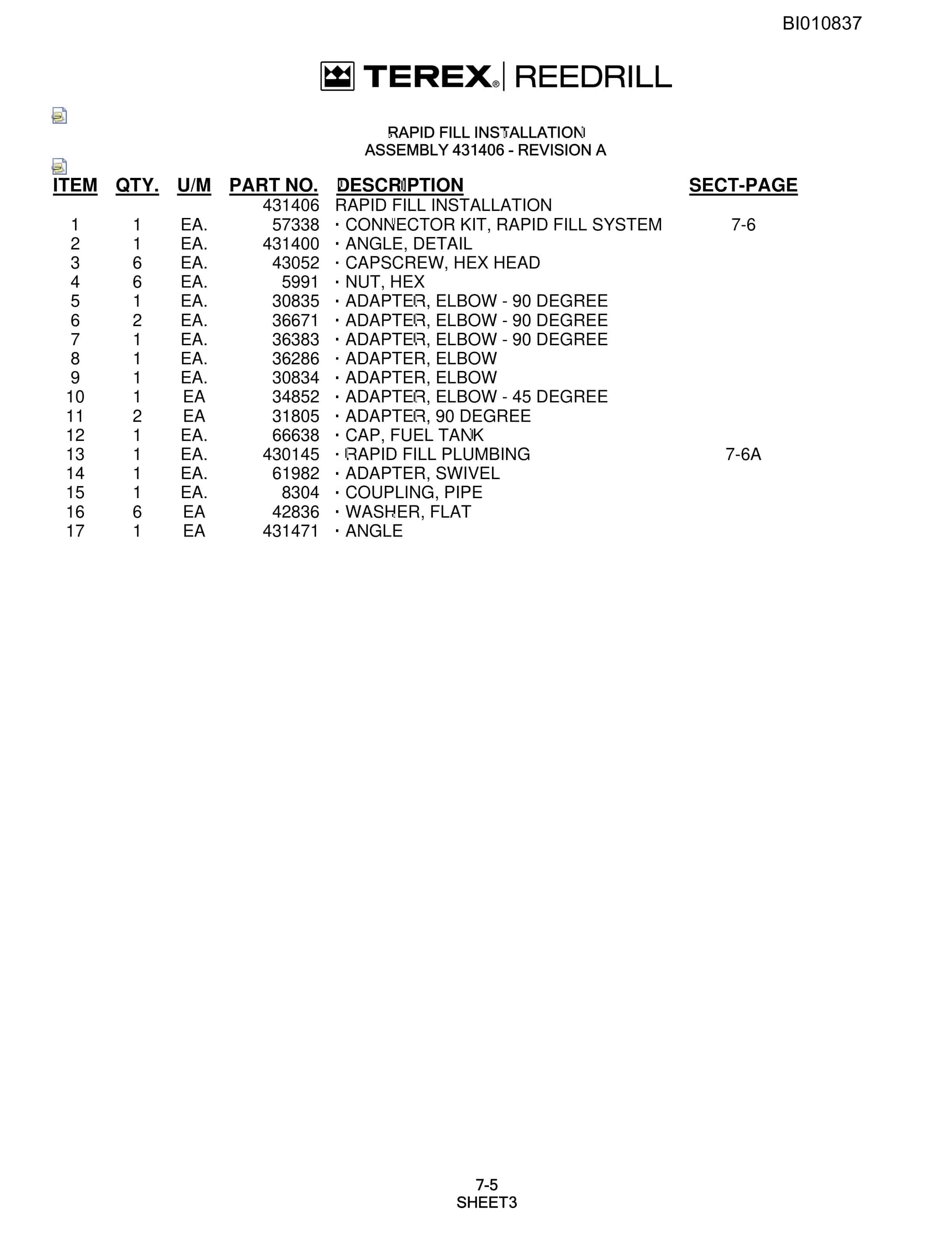 Bucyrus SKF Infinity Blasthole Drill Parts Catalog BI010837-5
