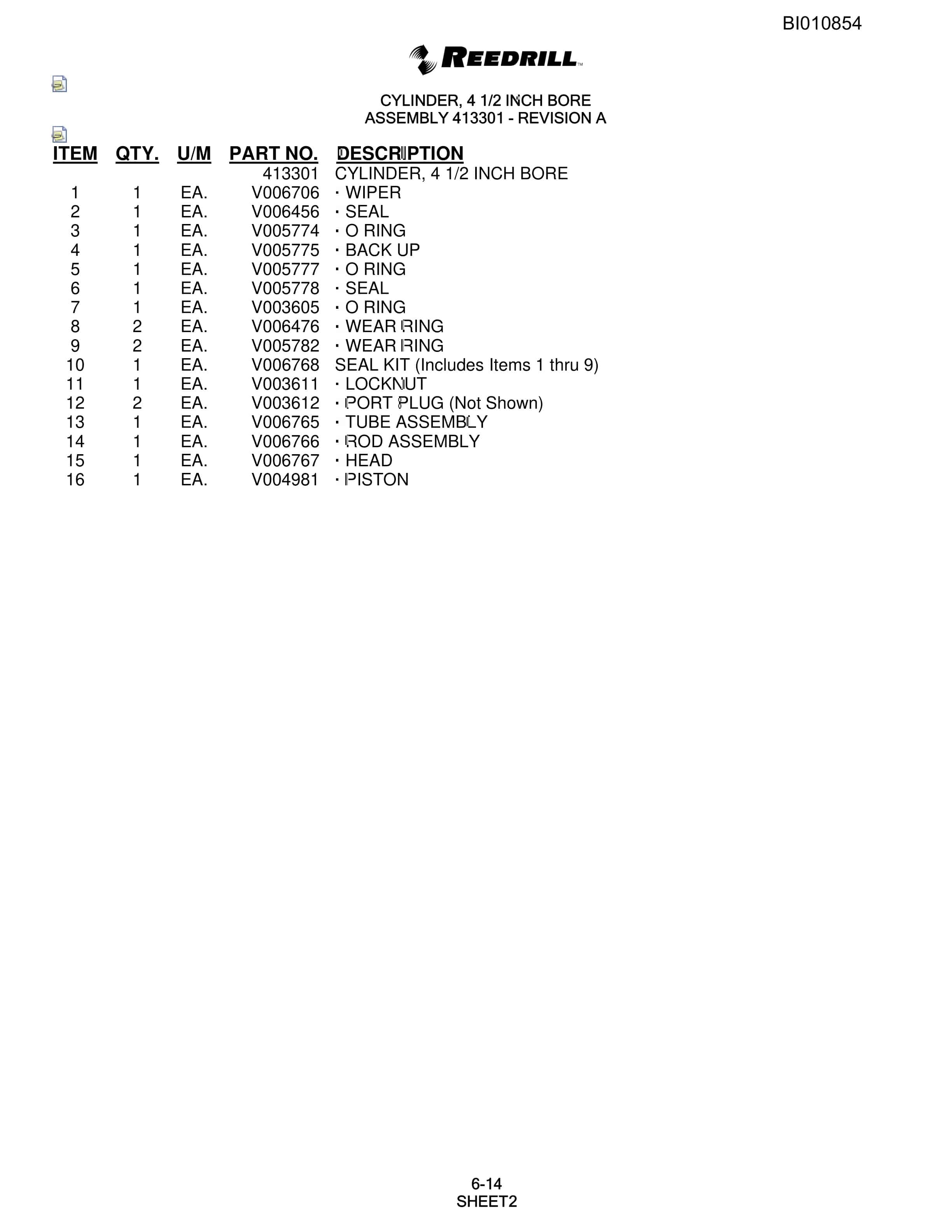 Bucyrus SKF Infinity Blasthole Drill Parts Catalog BI010854-3