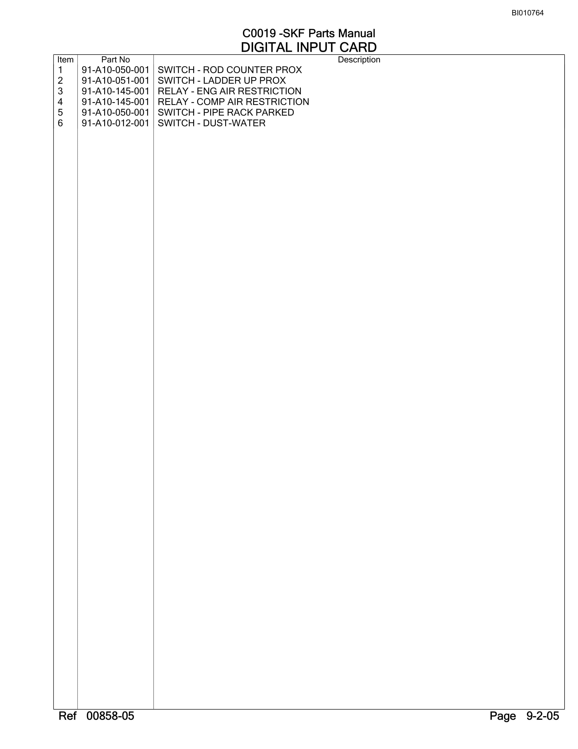Bucyrus SKF Infinity Blasthole Drill Parts Manual BI010764-5