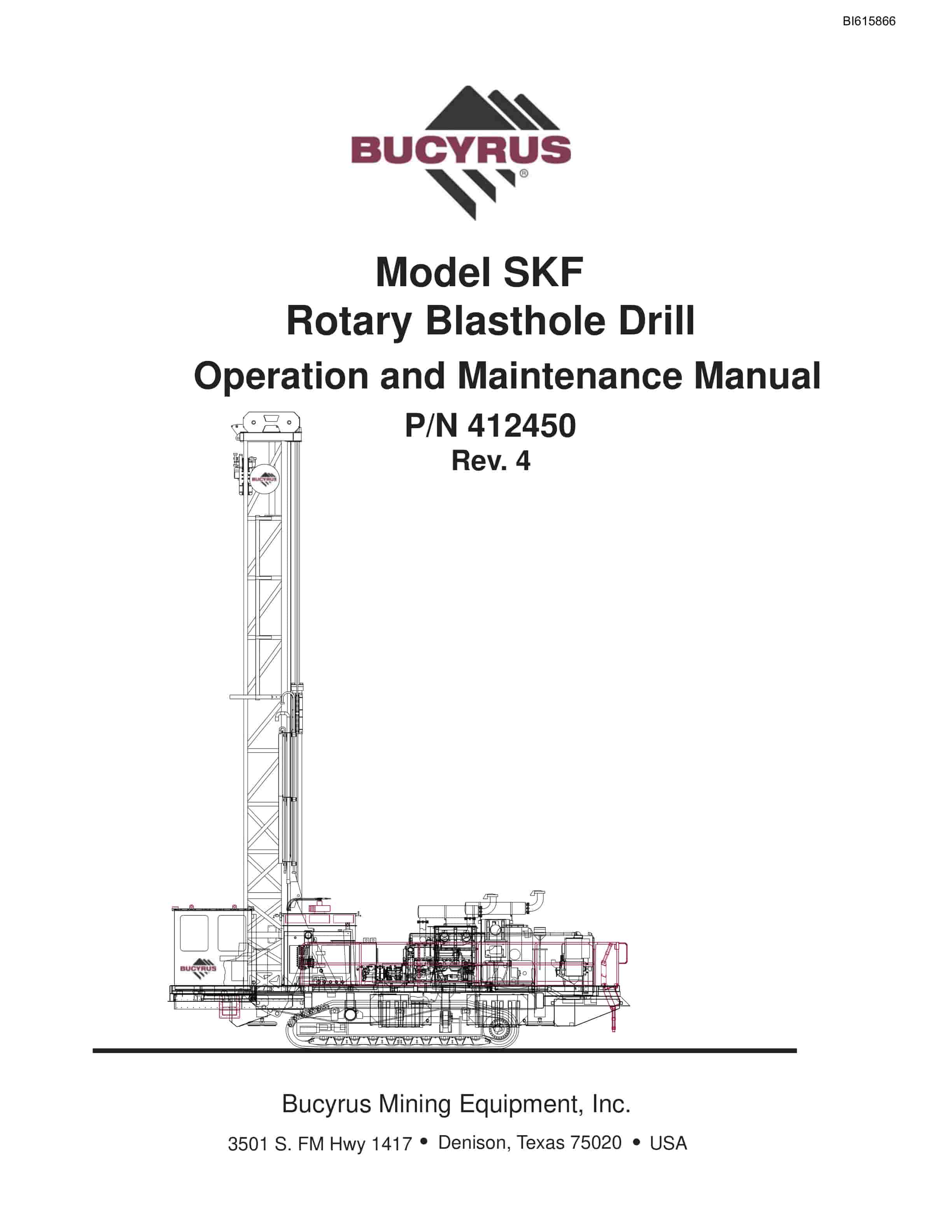 Bucyrus SKF Rotary Blasthole Drill Operation And Maintenance Manual BI615866