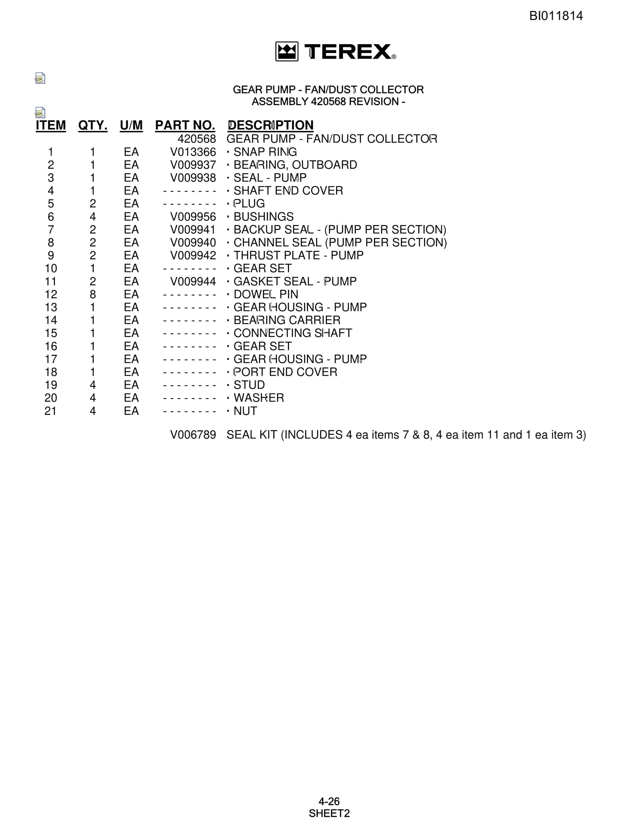 Bucyrus SKF Rotary Blasthole Drill Parts Catalog BI011814-2