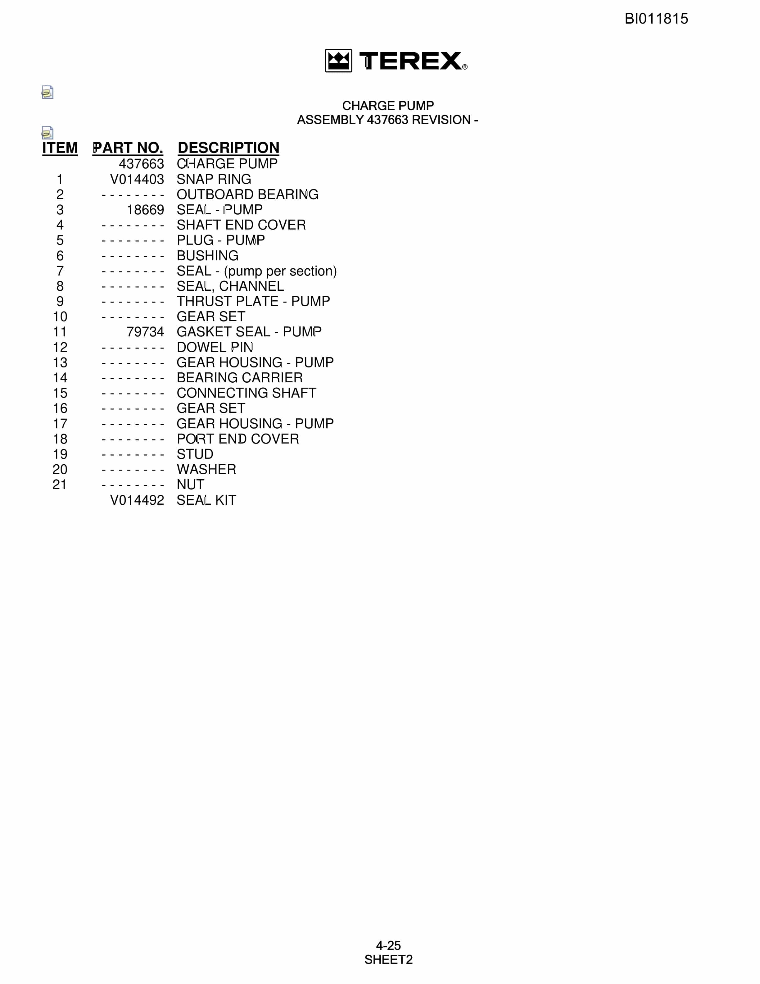 Bucyrus SKF Rotary Blasthole Drill Parts Catalog BI011815-2