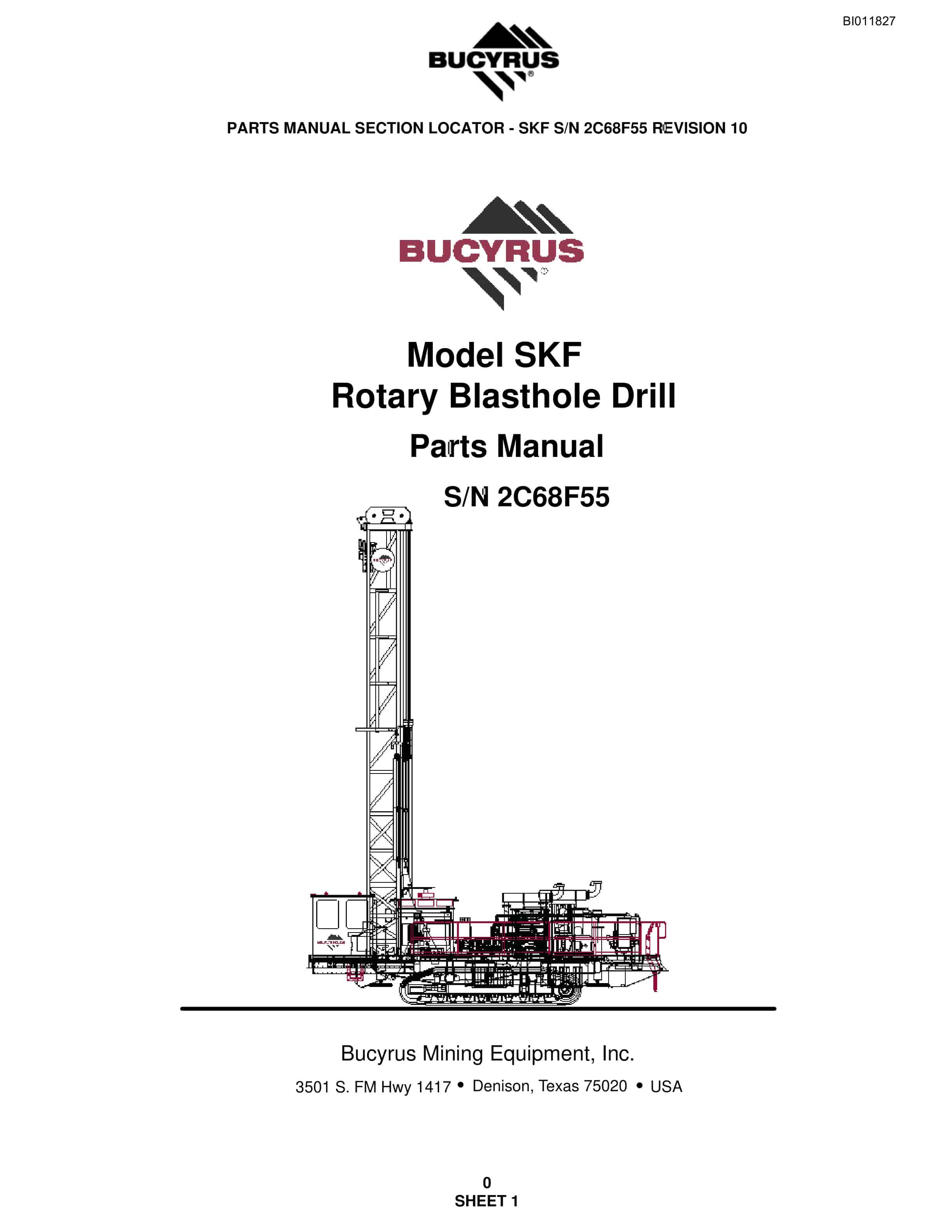 Bucyrus SKF Rotary Blasthole Drill Parts Manual BI011827