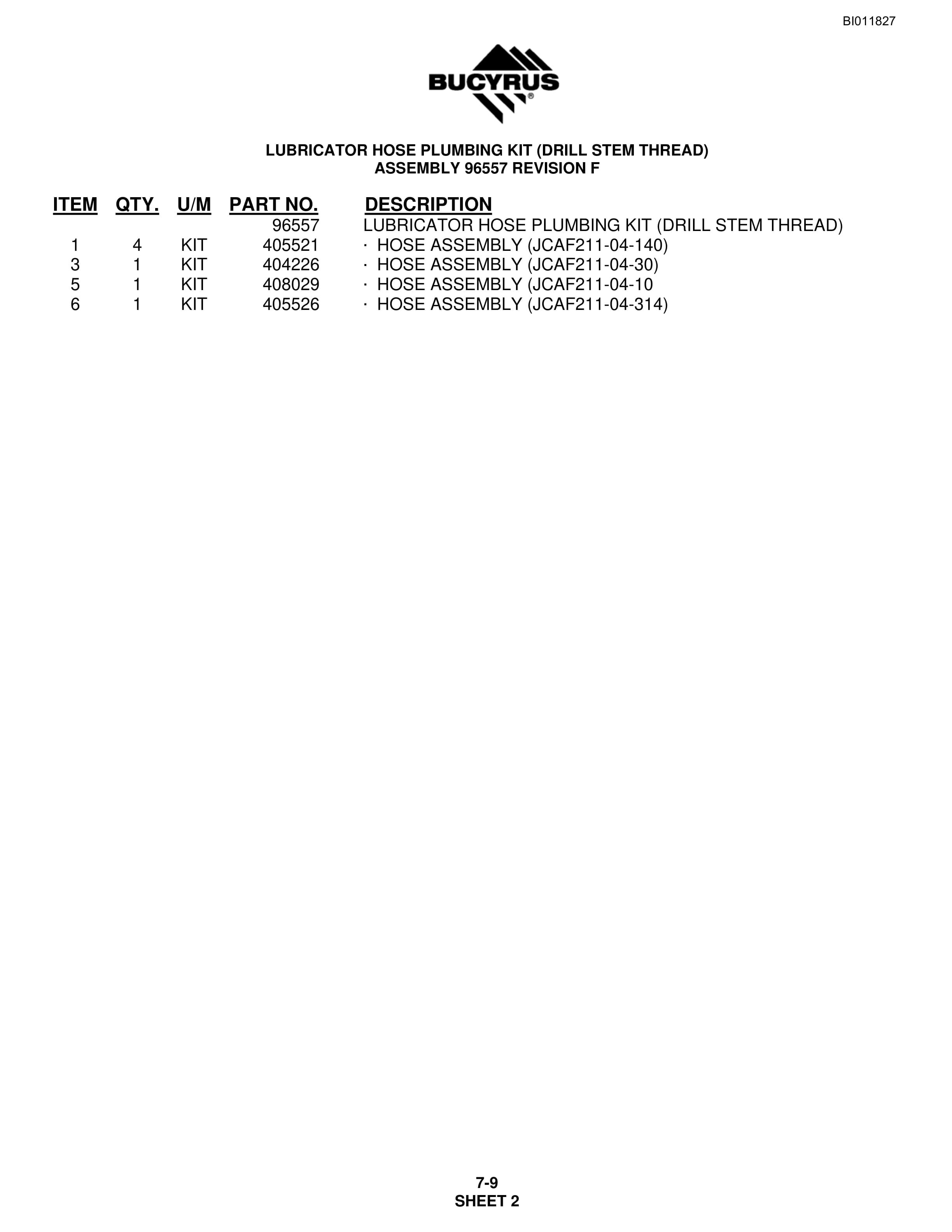 Bucyrus SKF Rotary Blasthole Drill Parts Manual BI011827 4 Bucyrus SKF Rotary Blasthole Drill Parts Manual BI011827 - Image 4
