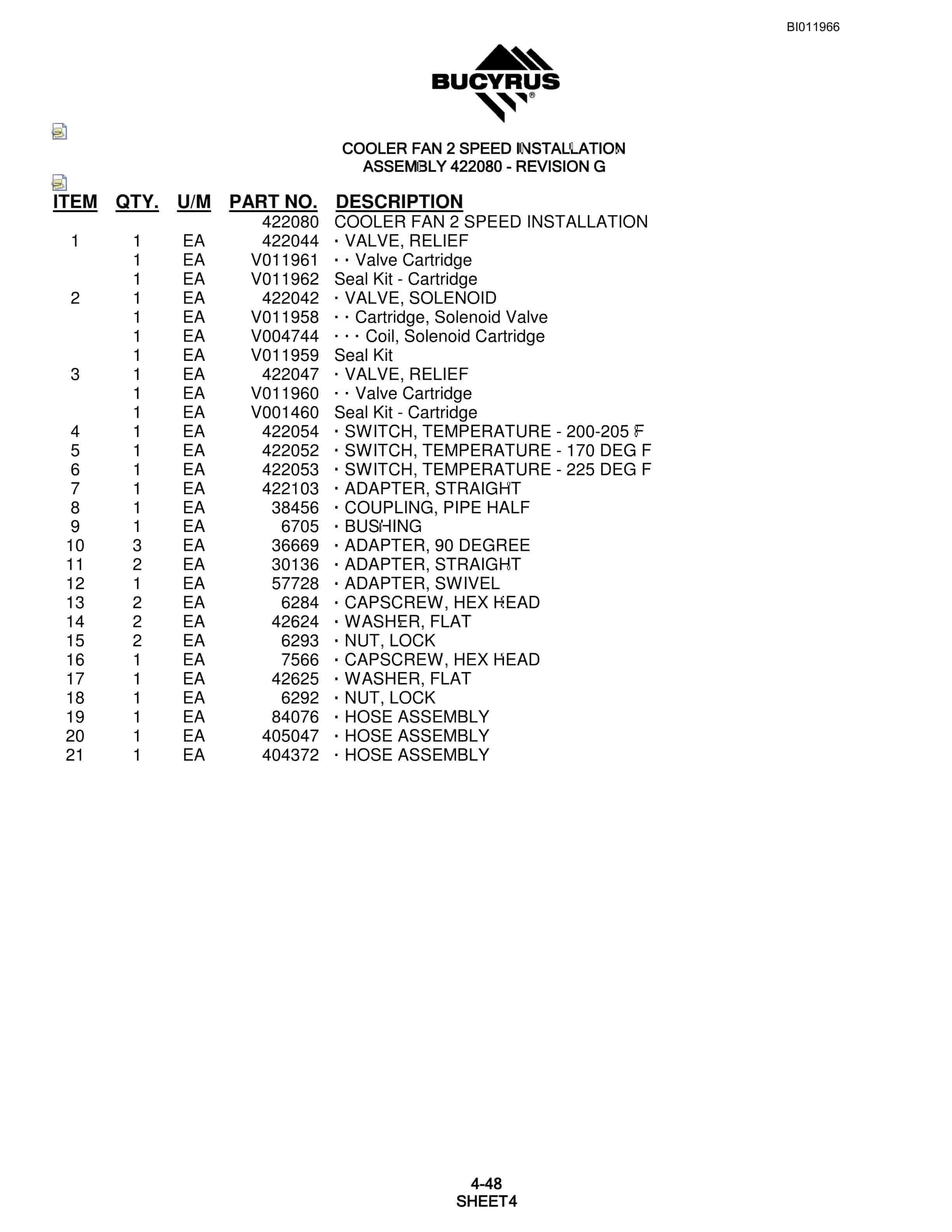 Bucyrus SKF Rotary Blasthole Drill Parts Manual BI011966-2