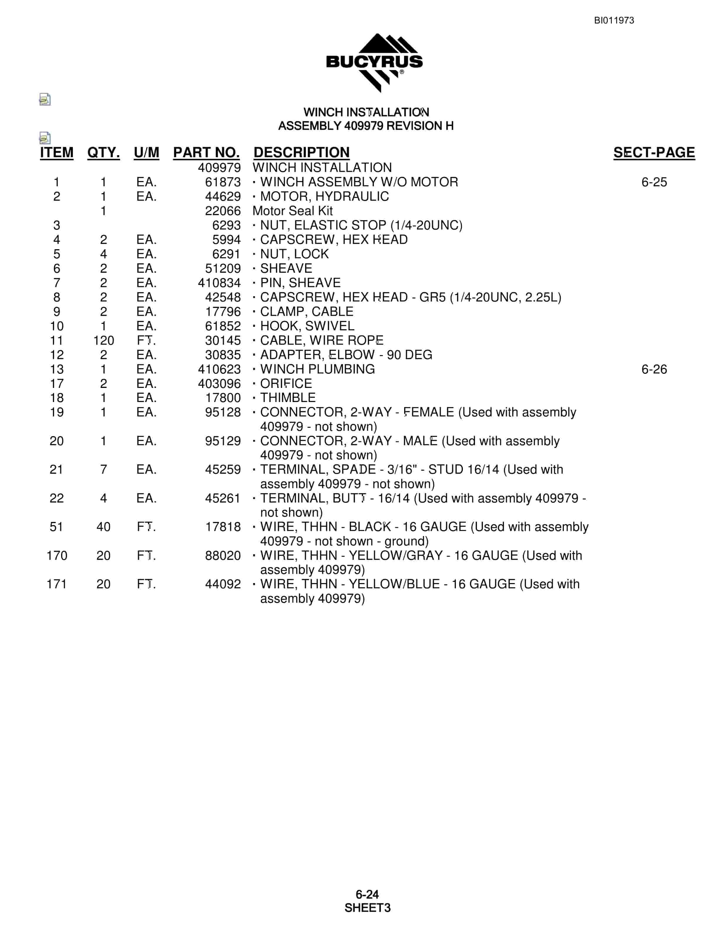 Bucyrus SKF Rotary Blasthole Drill Parts Manual BI011973-3