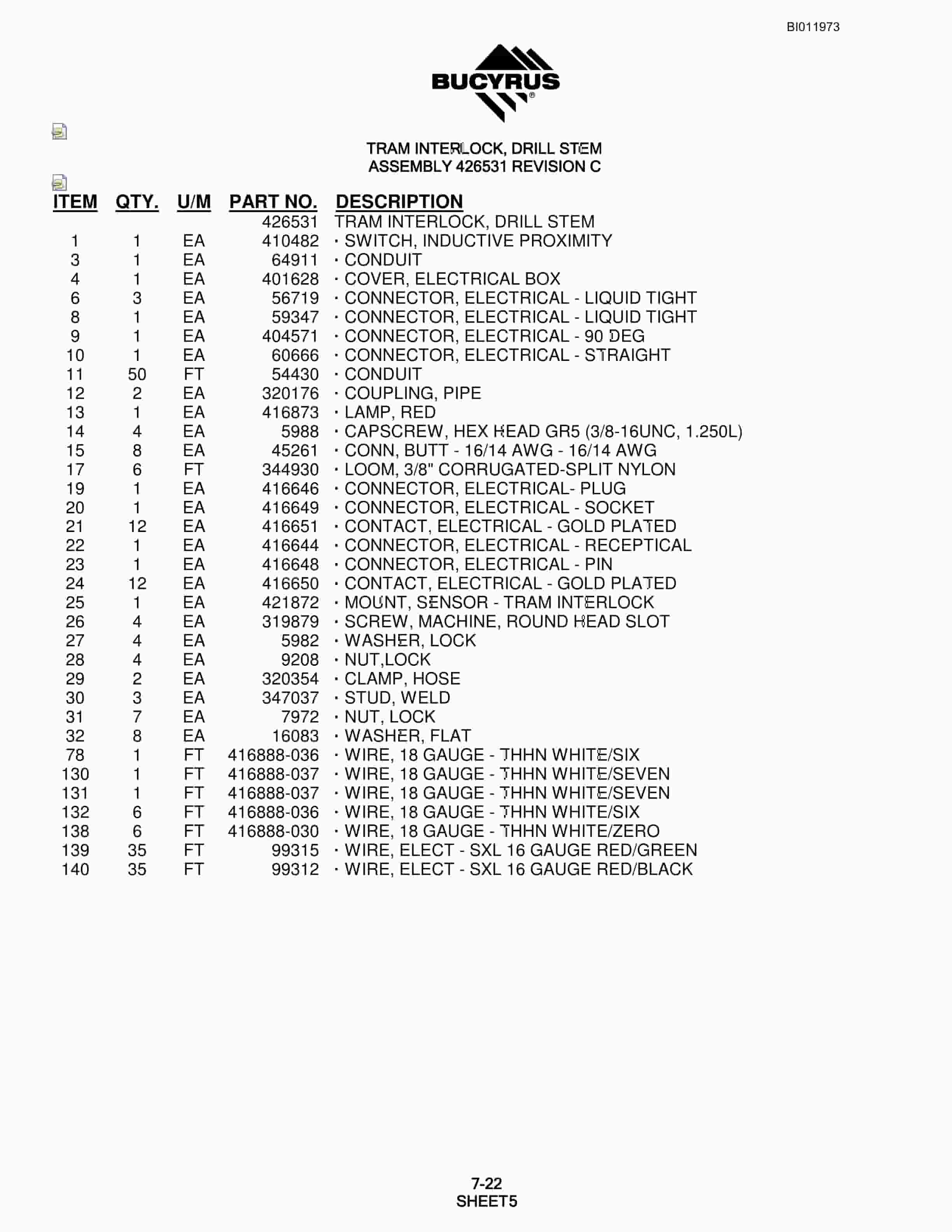 Bucyrus SKF Rotary Blasthole Drill Parts Manual BI011973-5