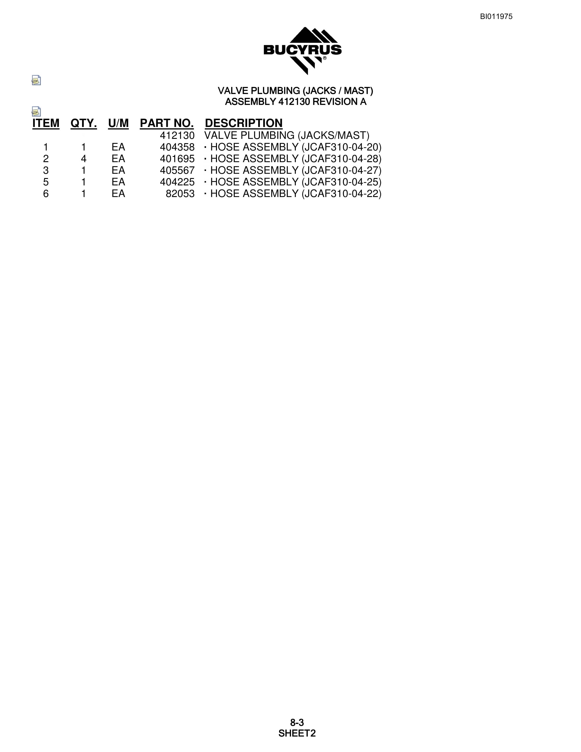 Bucyrus SKF Rotary Blasthole Drill Parts Manual BI011975-5