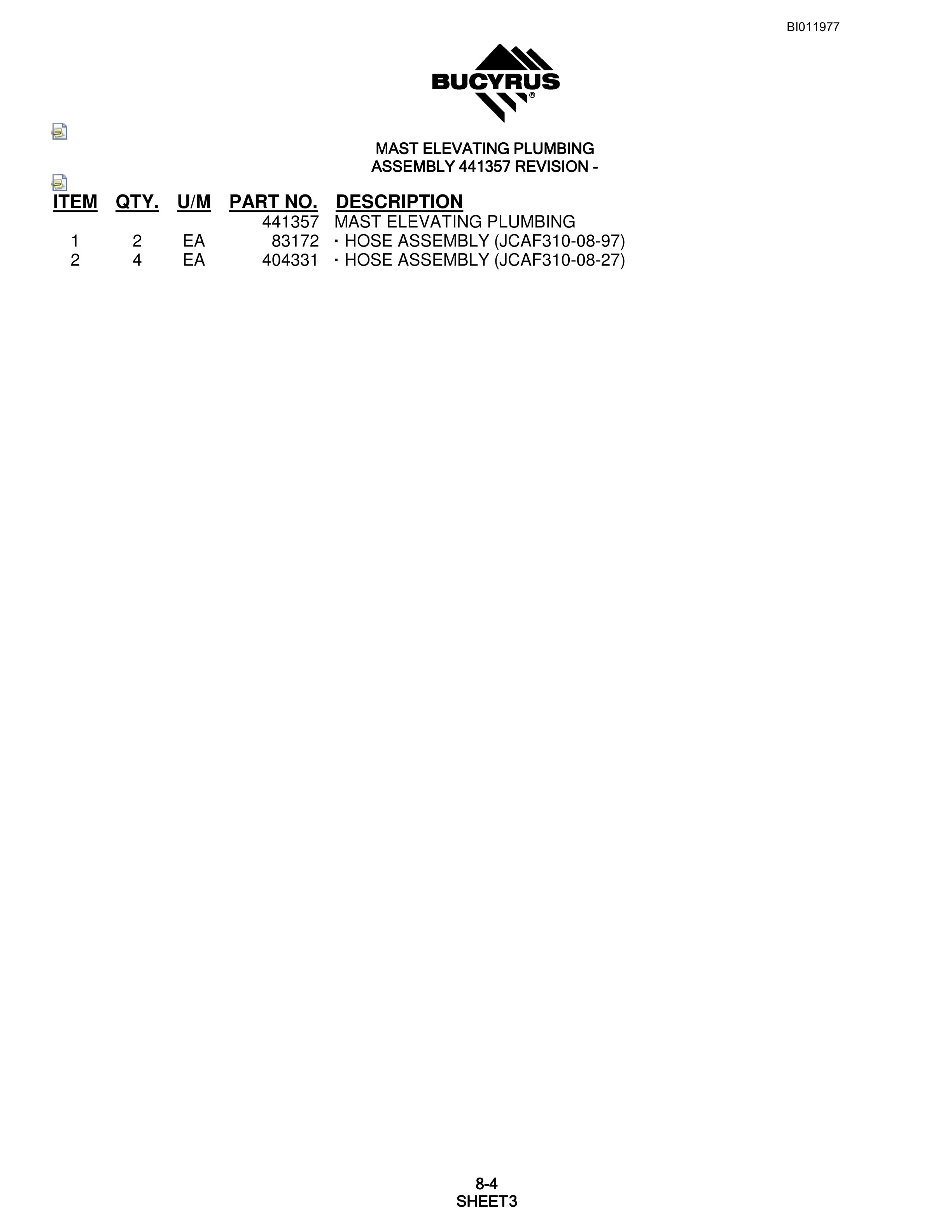 Bucyrus SKF Rotary Blasthole Drill Parts Manual BI011977-5