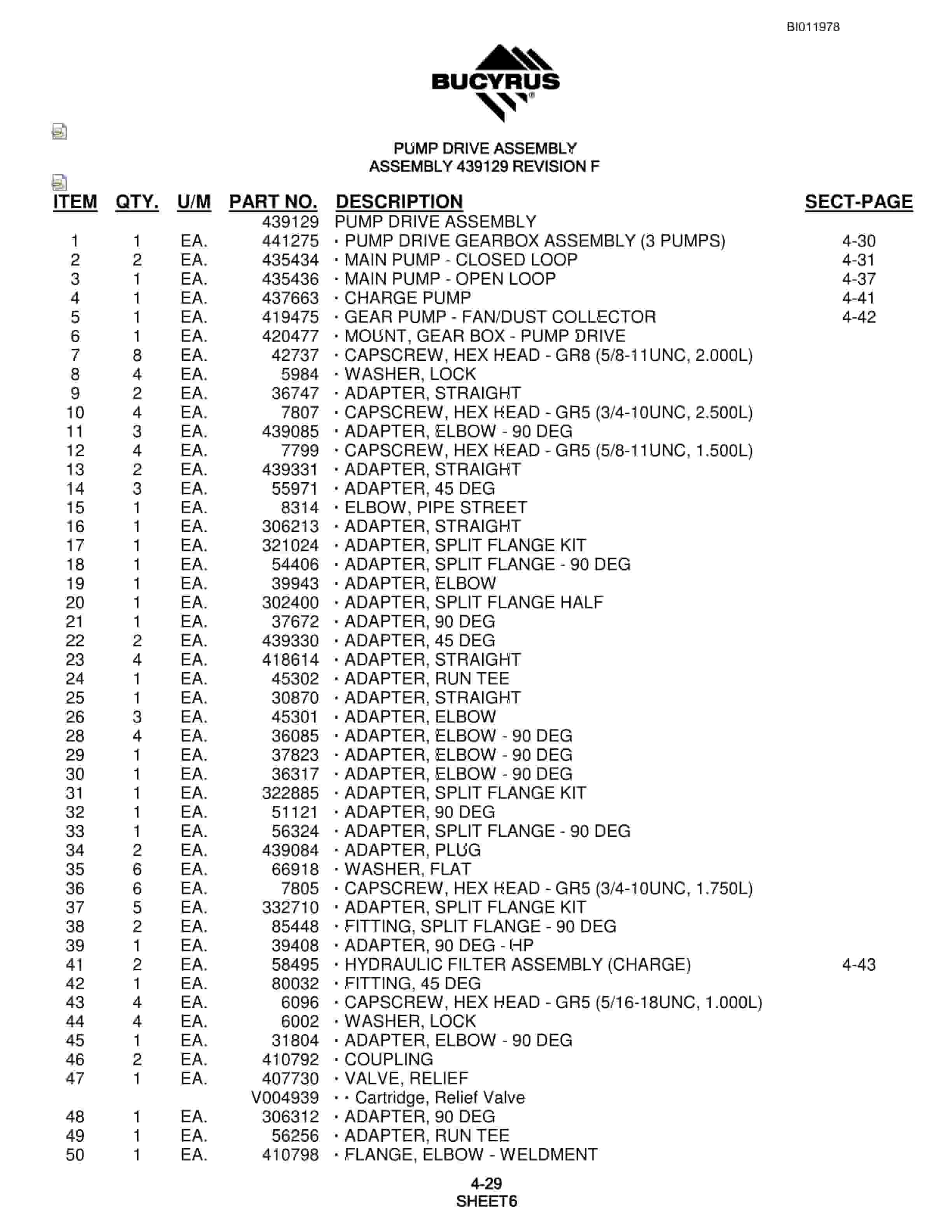 Bucyrus SKF Rotary Blasthole Drill Parts Manual BI011978-2