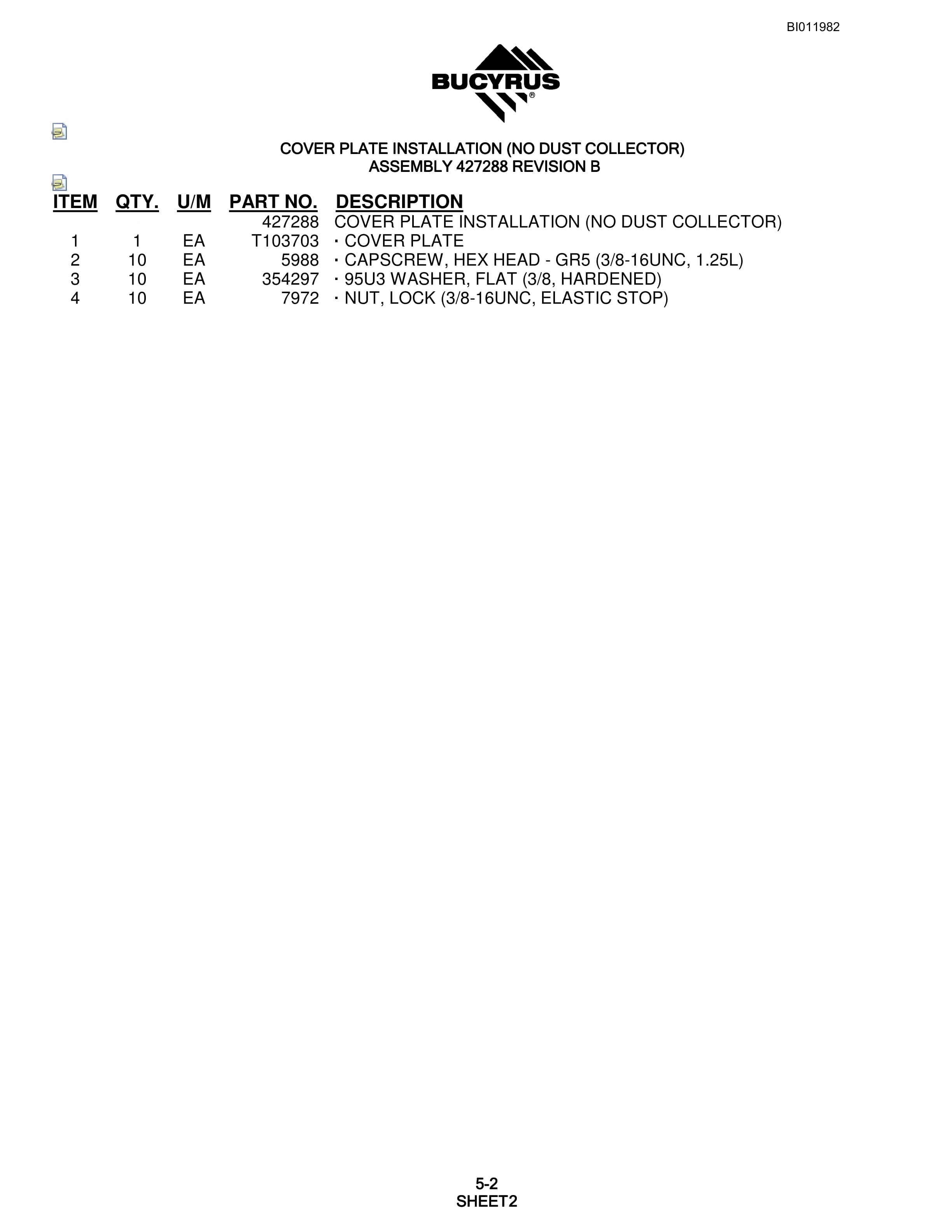 Bucyrus SKF Rotary Blasthole Drill Parts Manual BI011982-2