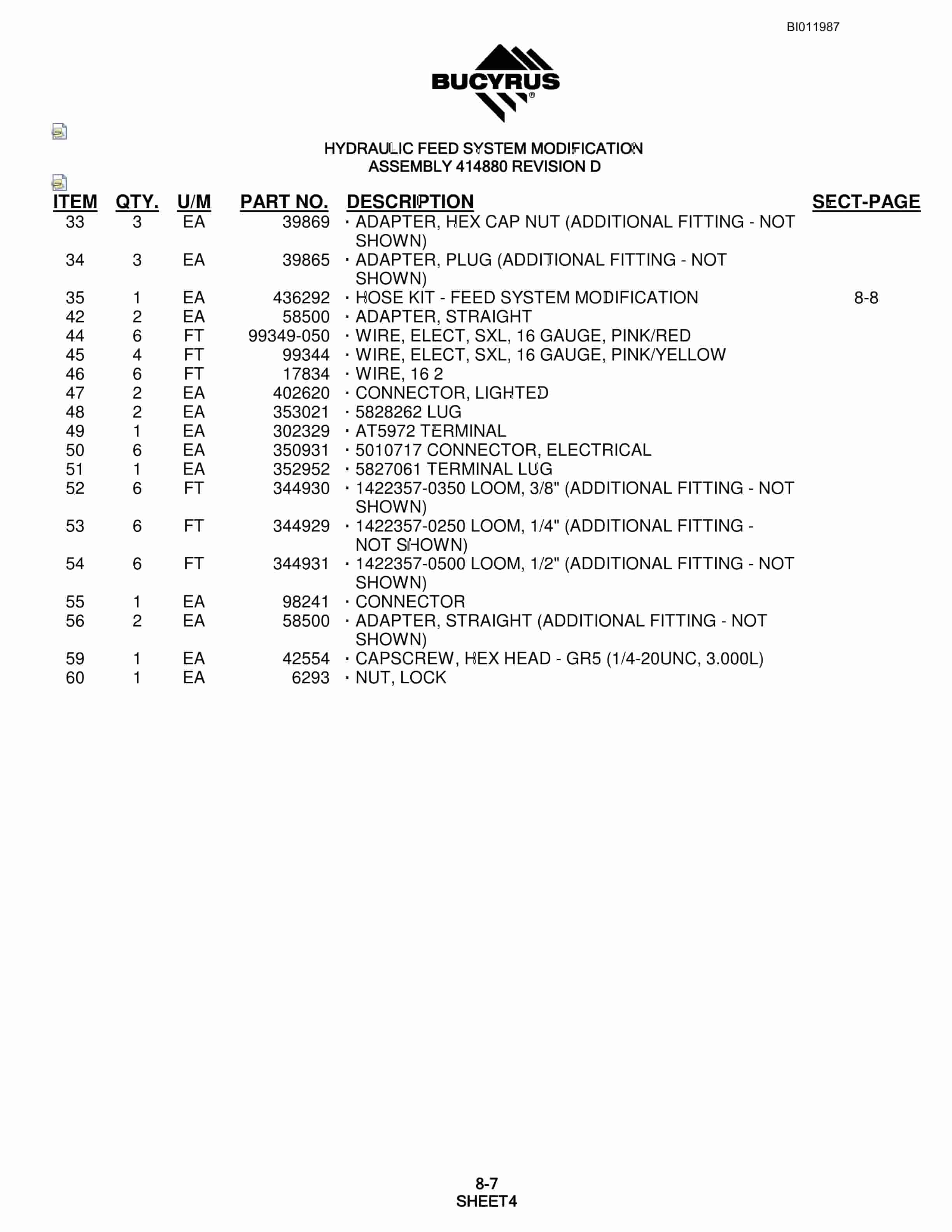 Bucyrus SKF Rotary Blasthole Drill Parts Manual BI011987-5