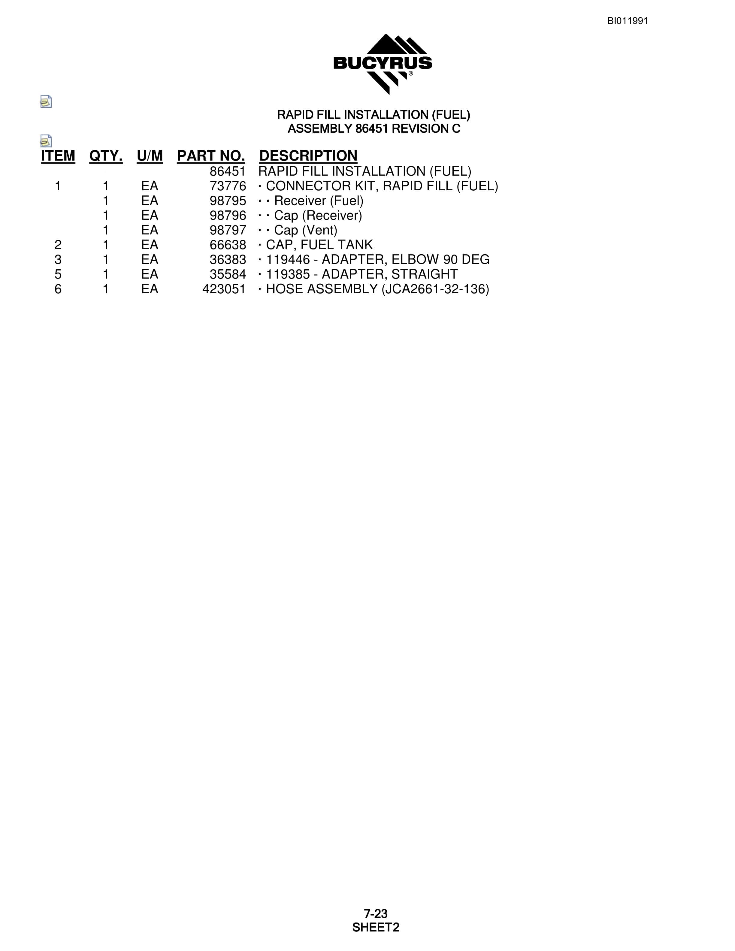 Bucyrus SKF Rotary Blasthole Drill Parts Manual BI011991-5