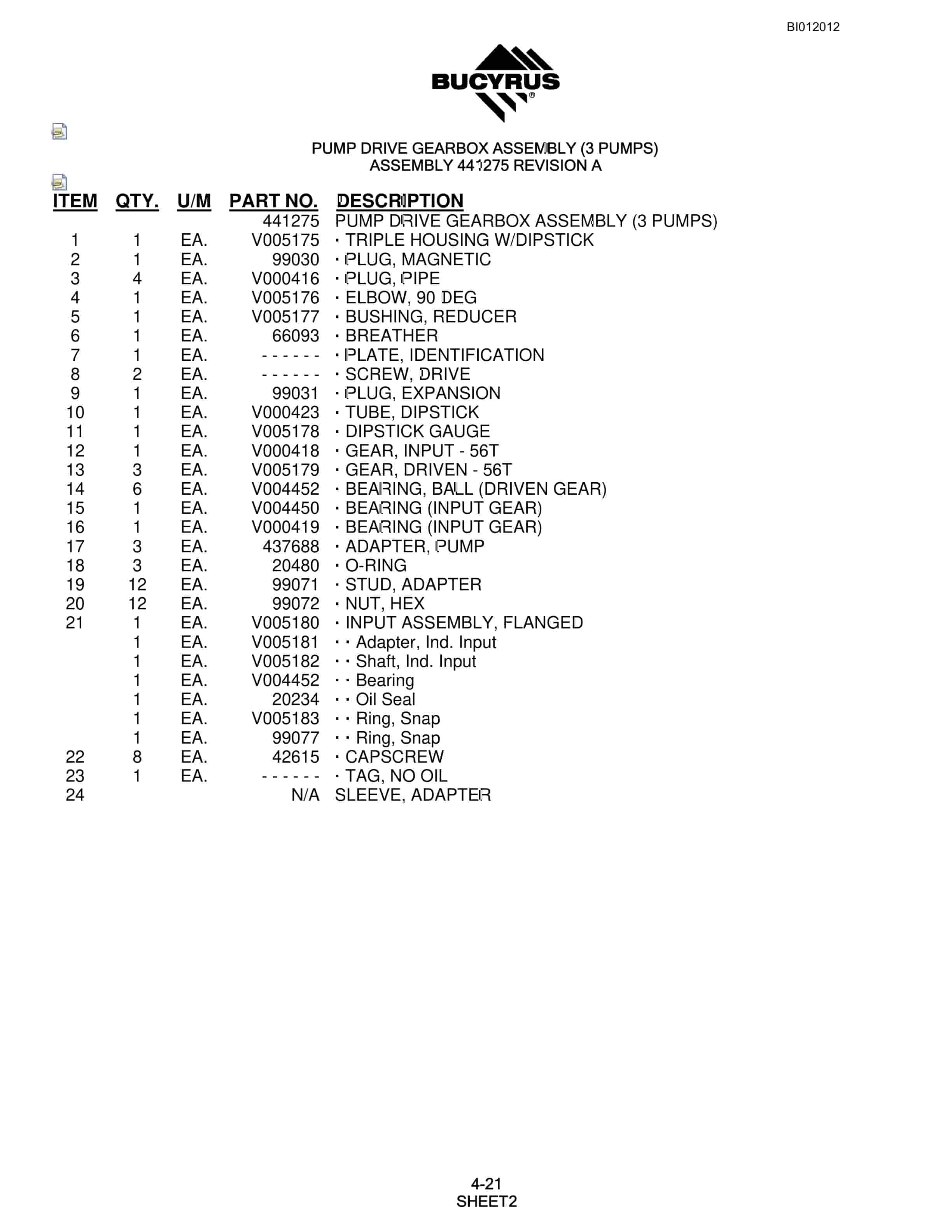 Bucyrus SKF Rotary Blasthole Drill Parts Manual BI012012-2