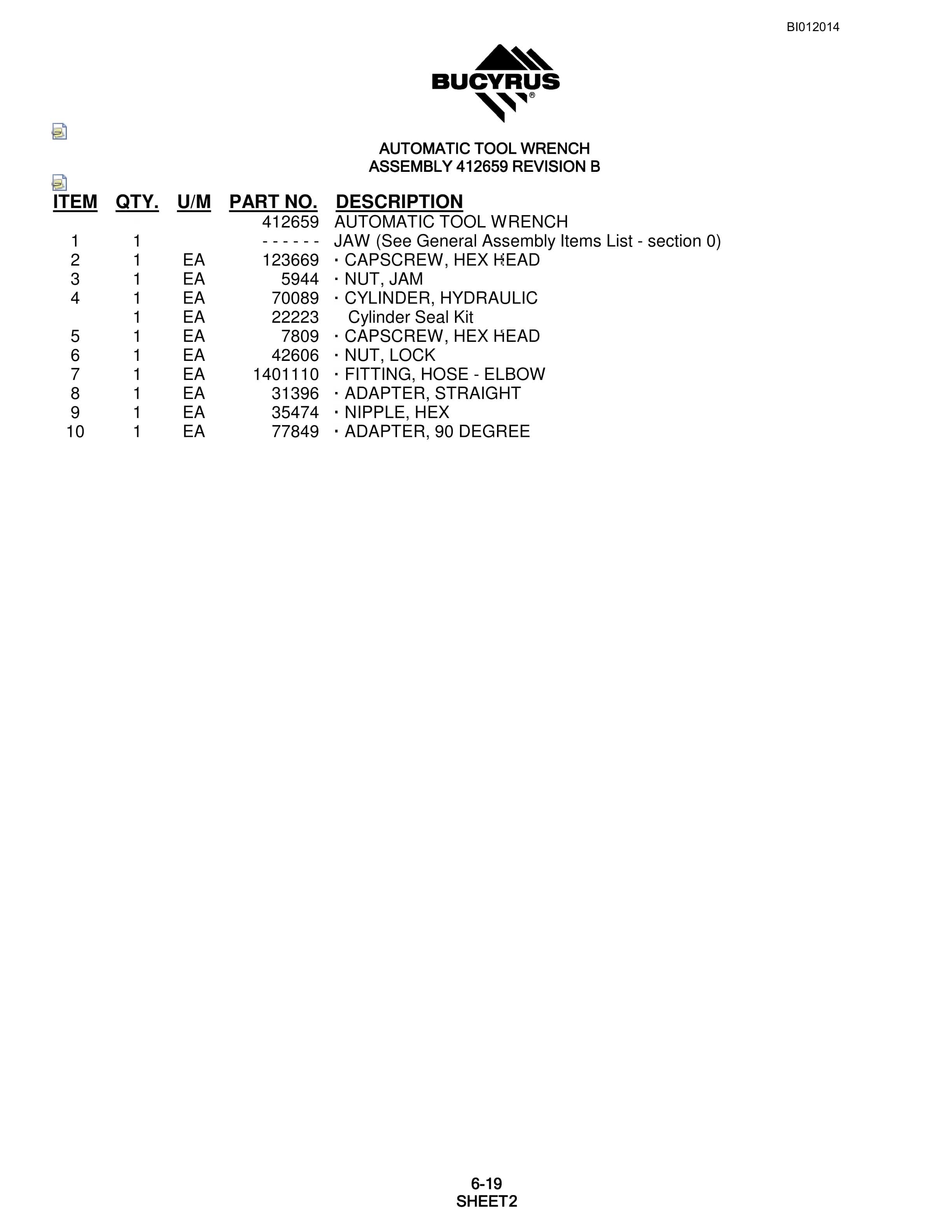Bucyrus SKF Rotary Blasthole Drill Parts Manual BI012014-3