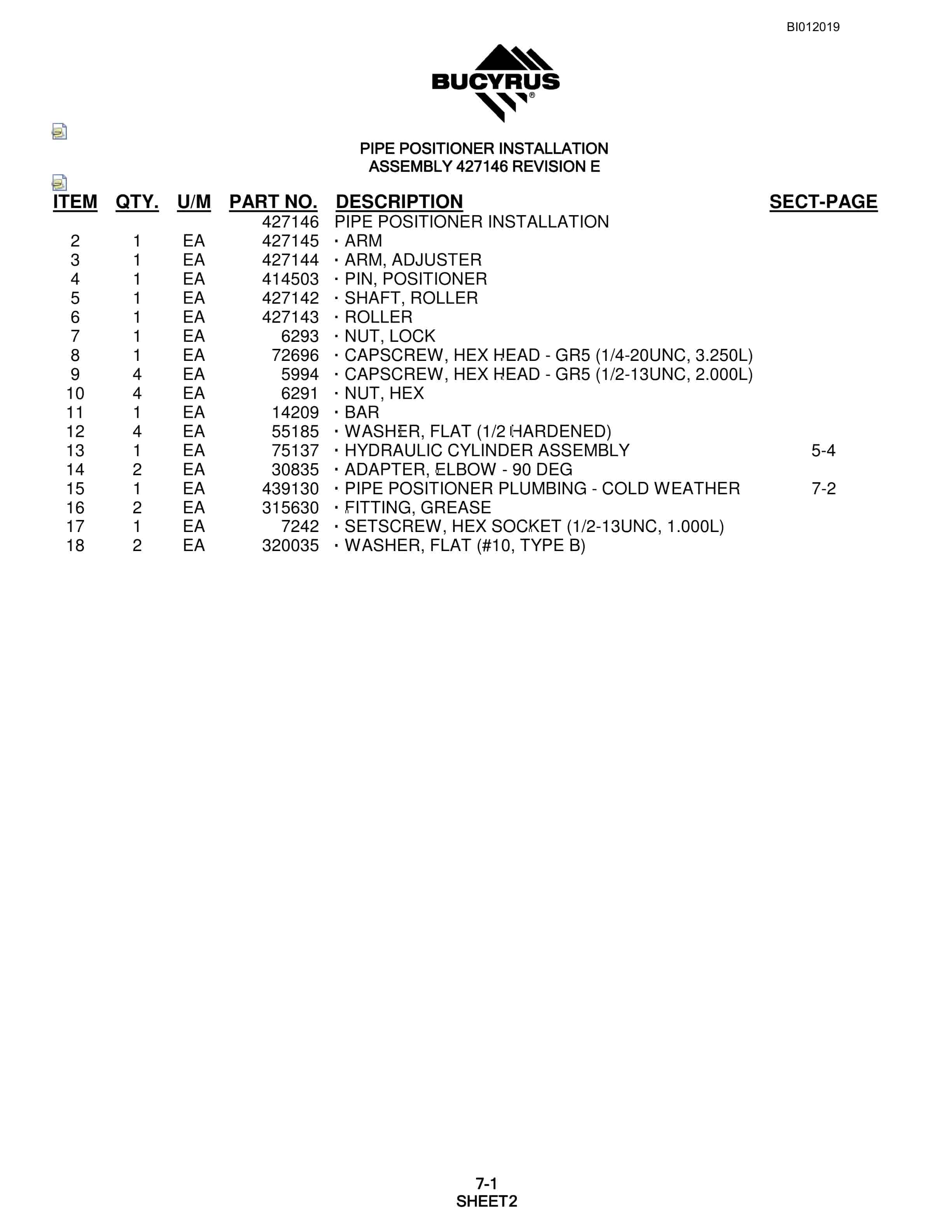 Bucyrus SKF Rotary Blasthole Drill Parts Manual BI012019-3